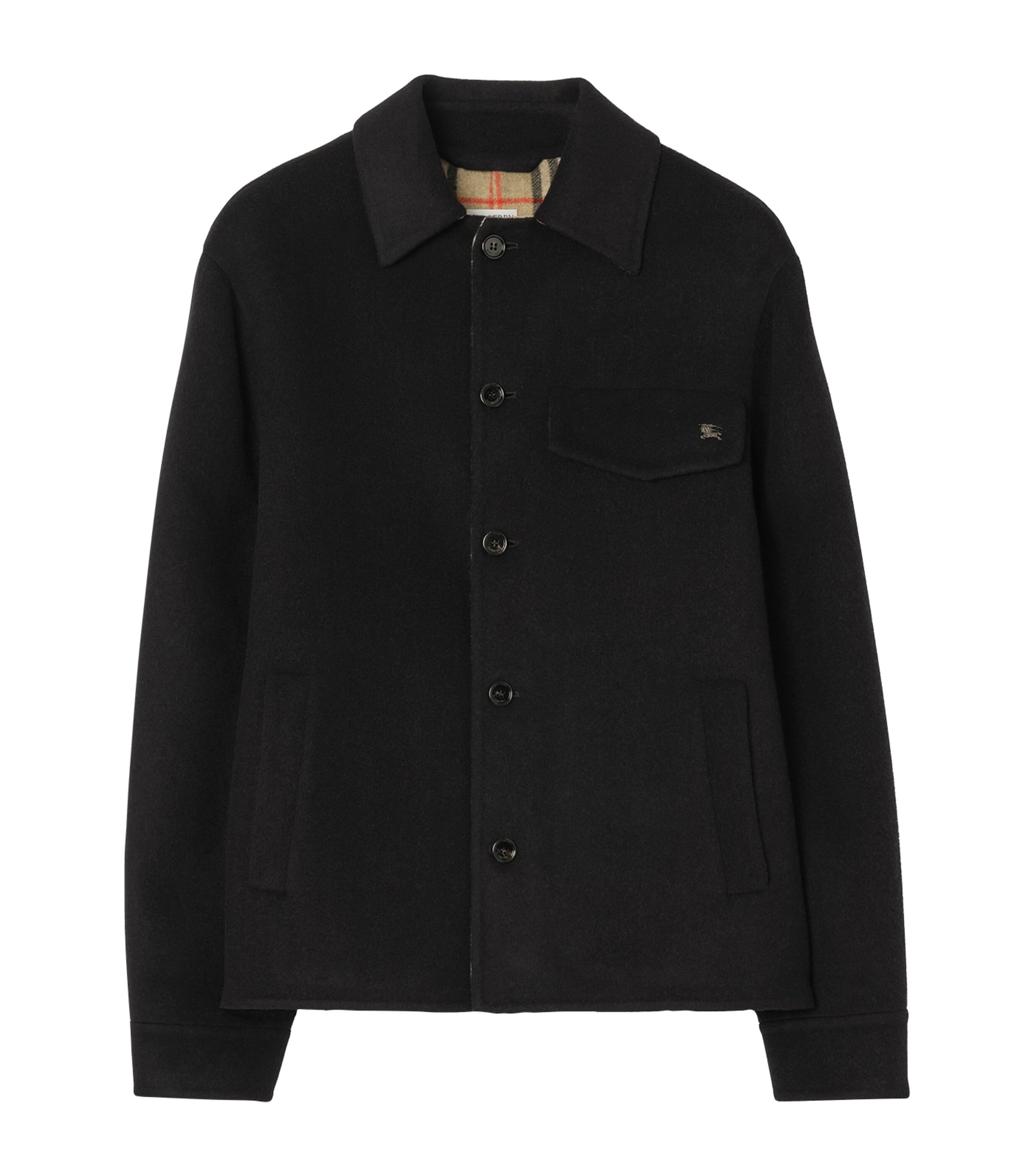 Burberry Mens Wool Thorn Shacket Black/sand Ip Check