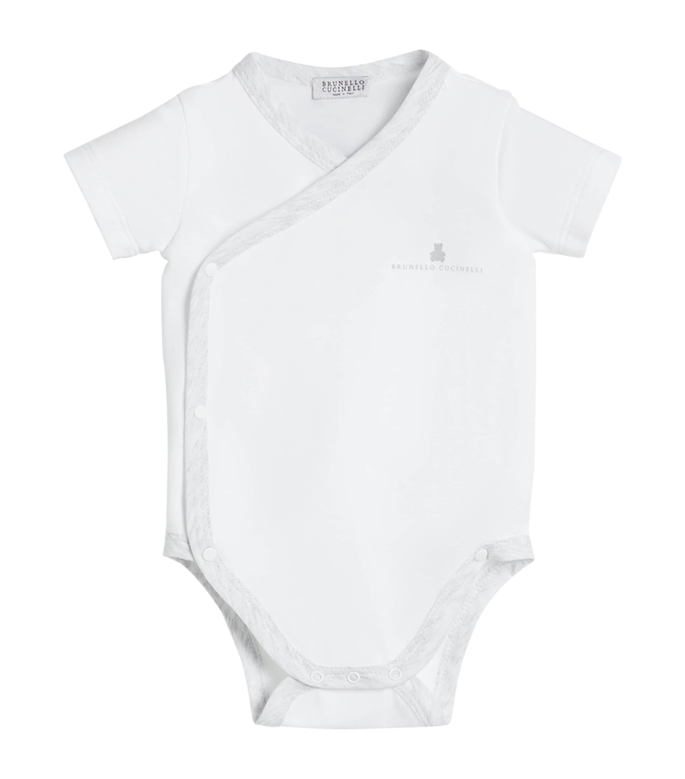 Brunello Cucinelli Kids Stretch-Cotton Baby Bernie Wrap Bodysuit (6-18 Months) White