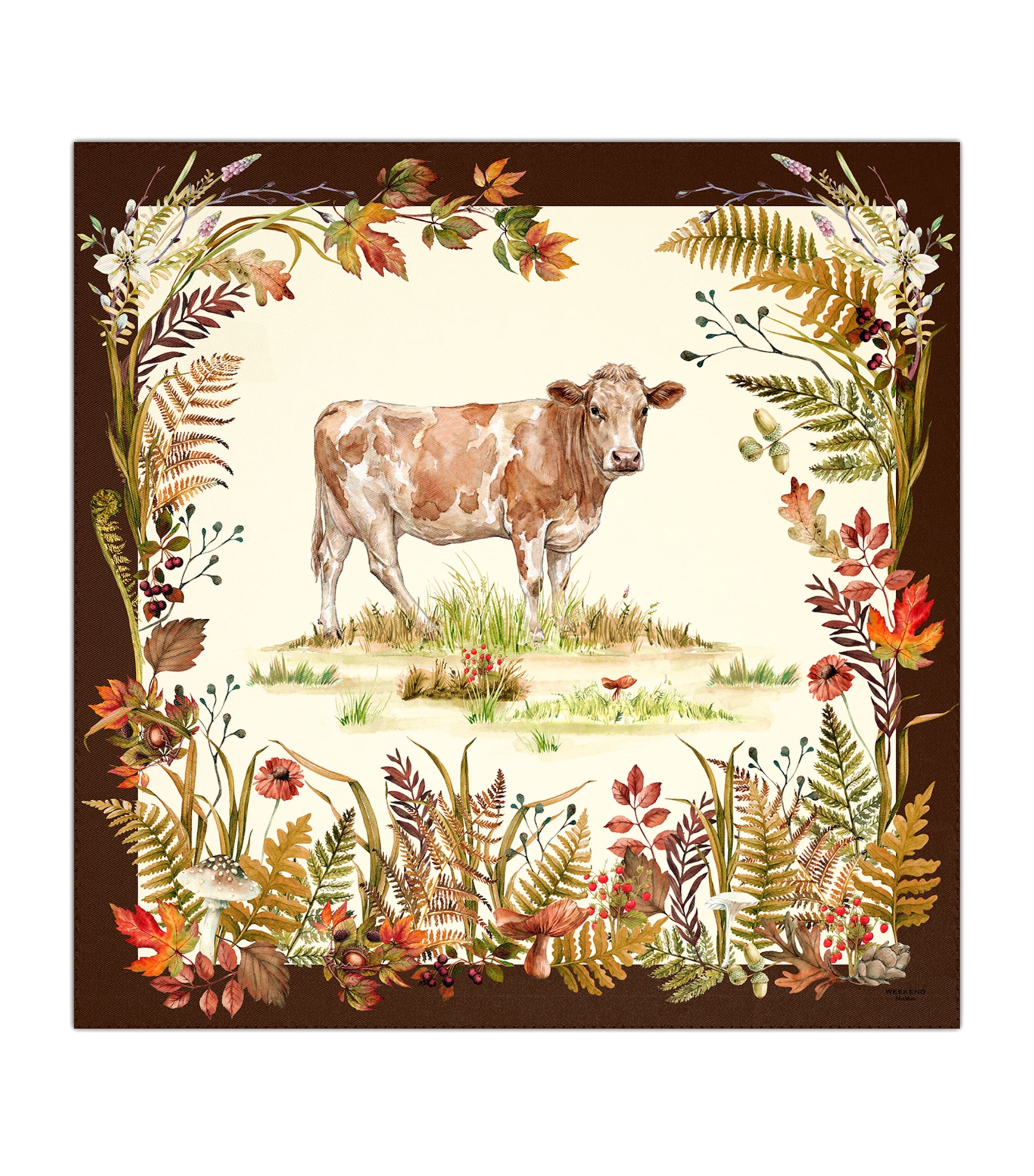 Weekend Max Mara Silk Cow Print Scarf Beige