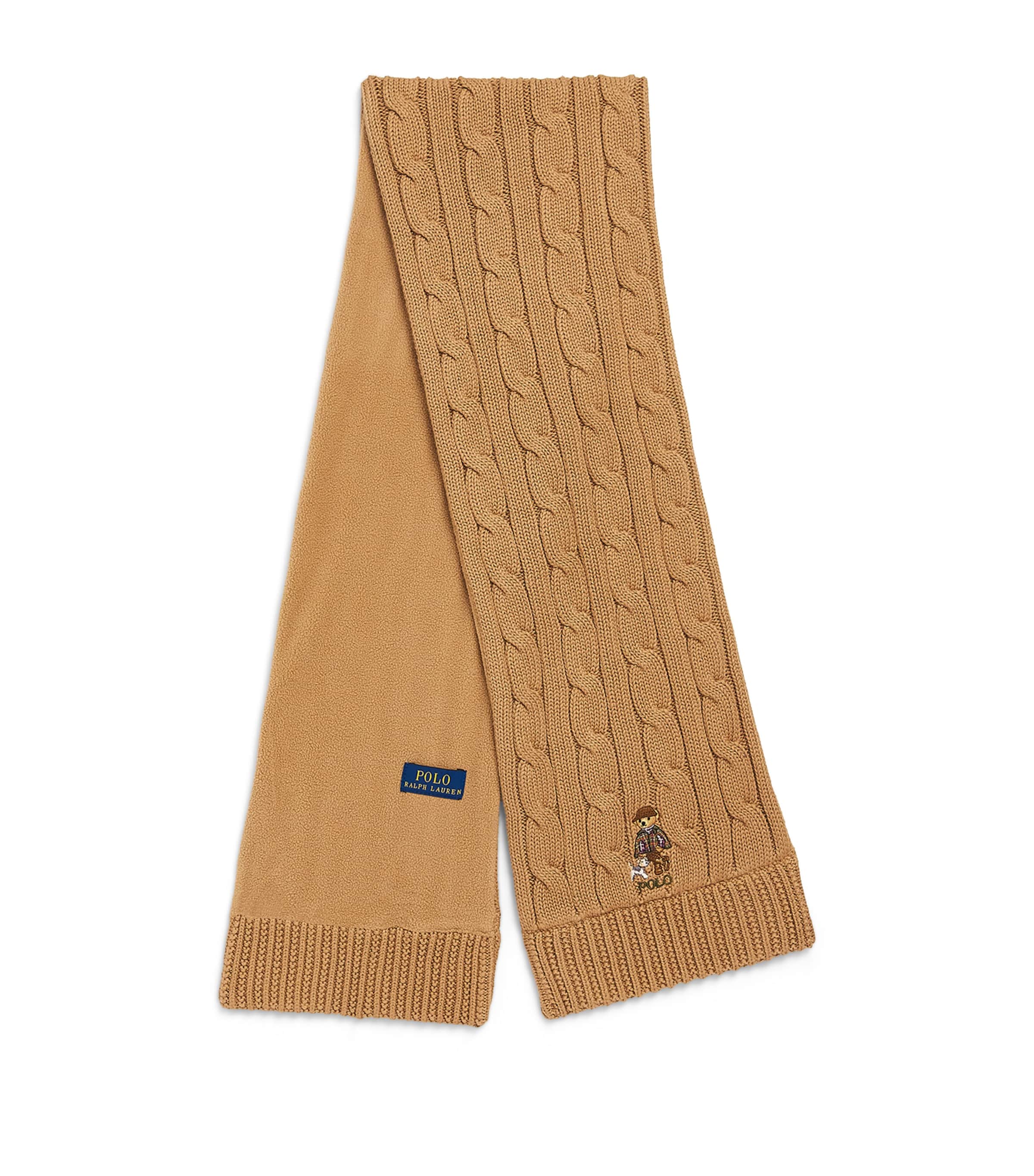 Ralph Lauren Kids Cable-Knit Polo Bear Scarf Berkshire Tan