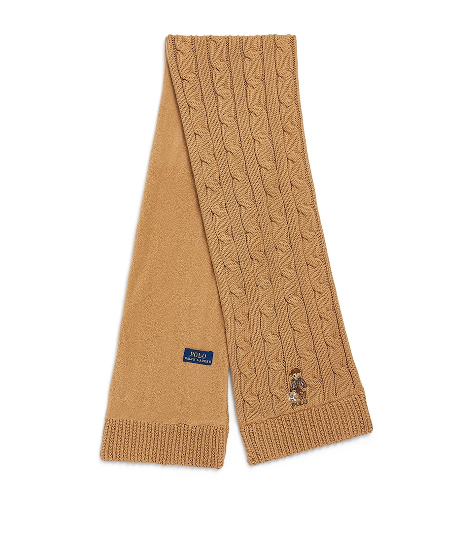 Ralph Lauren Kids Cable-Knit Polo Bear Scarf Berkshire Tan
