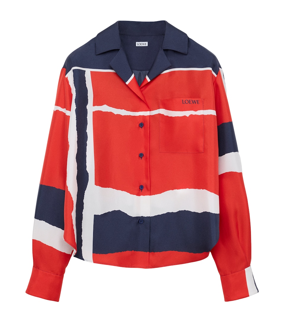 LOEWE Womens Silk Geometric Pyjama Shirt Red/multicolour