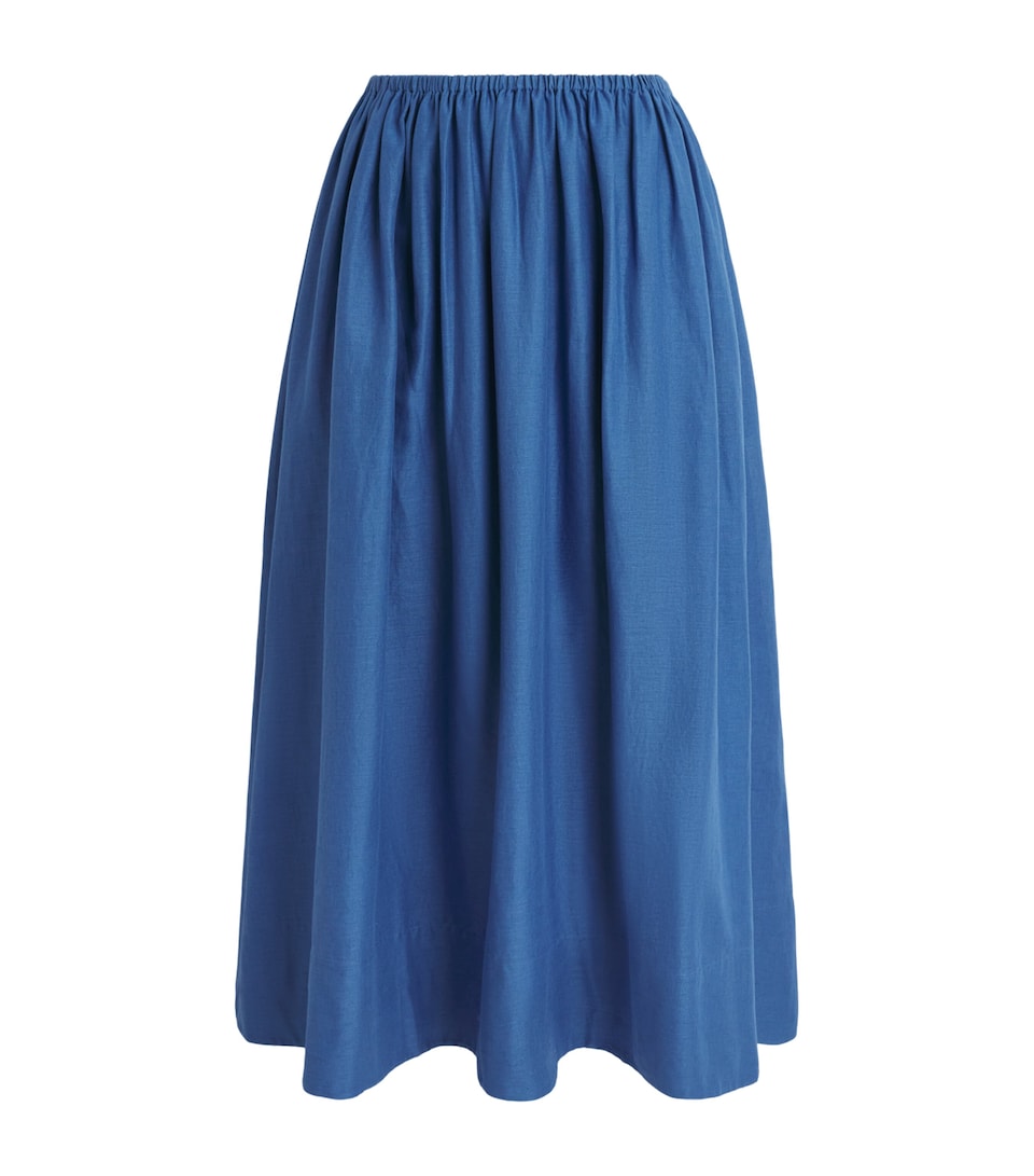 Toccin Womens Linen-Cotton Imogen Midi Skirt Ocean