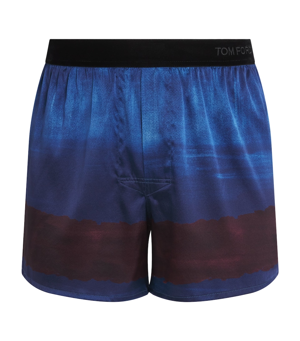 TOM FORD Mens Stretch-Silk Printed Boxer Shorts Lt Blue/brown