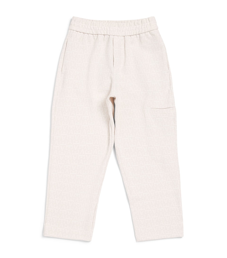 Emporio Armani Kids Jacquard Logo Sweatpants (4-16 Years) White Sand
