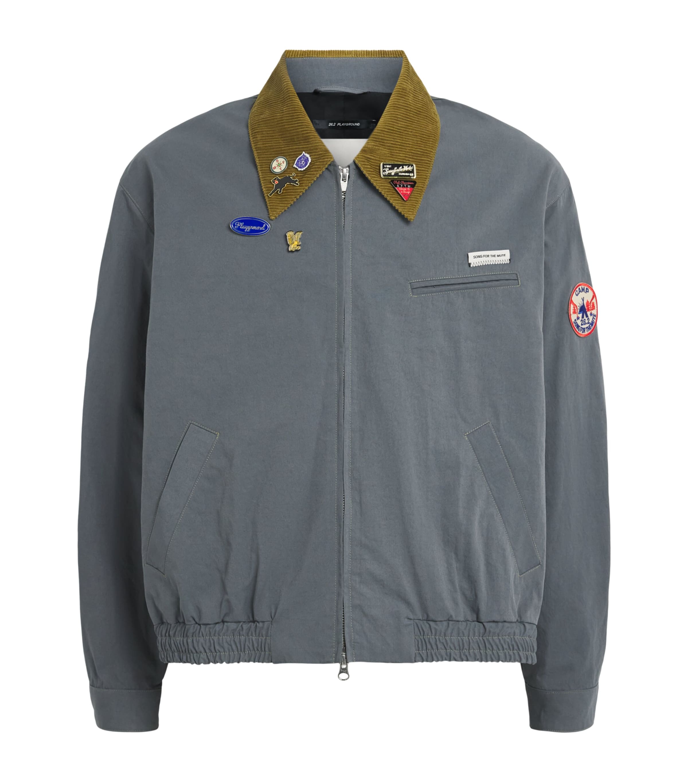 Song For The Mute Mens Twill Embellished Bomber Jacket Blue