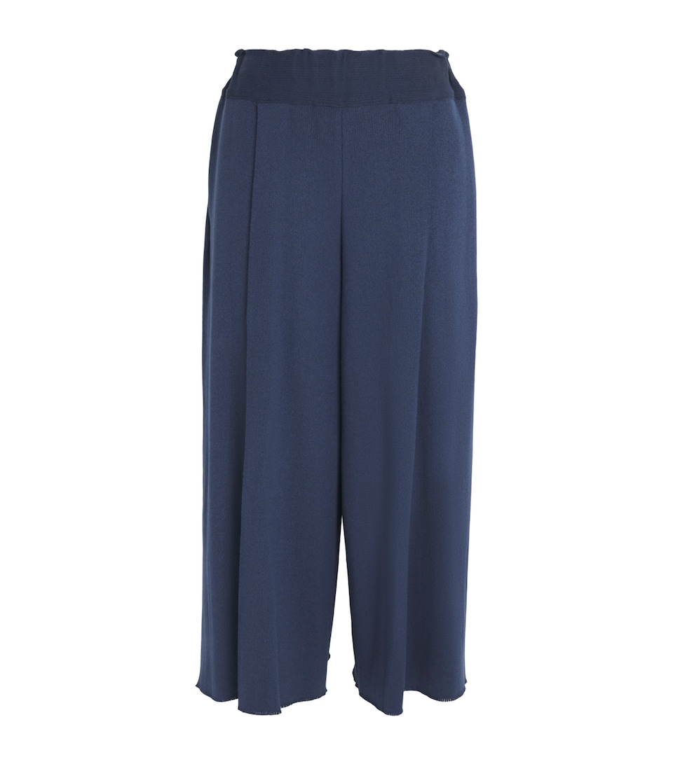Issey Miyake Womens Cropped Campagne Wide-Leg Trousers Dark Navy