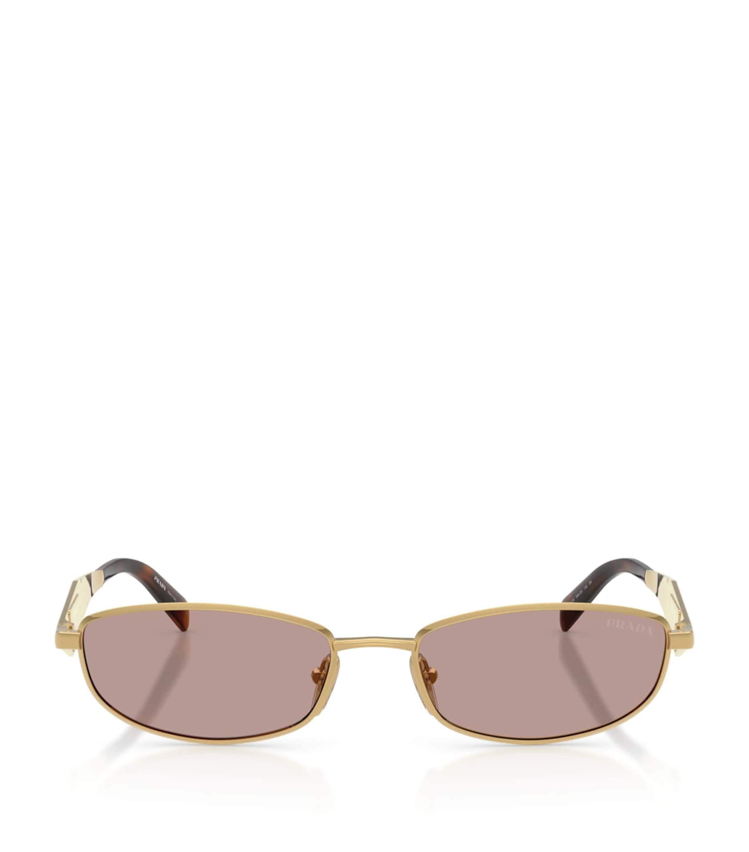 Prada Metal Oval Sunglasses Gold