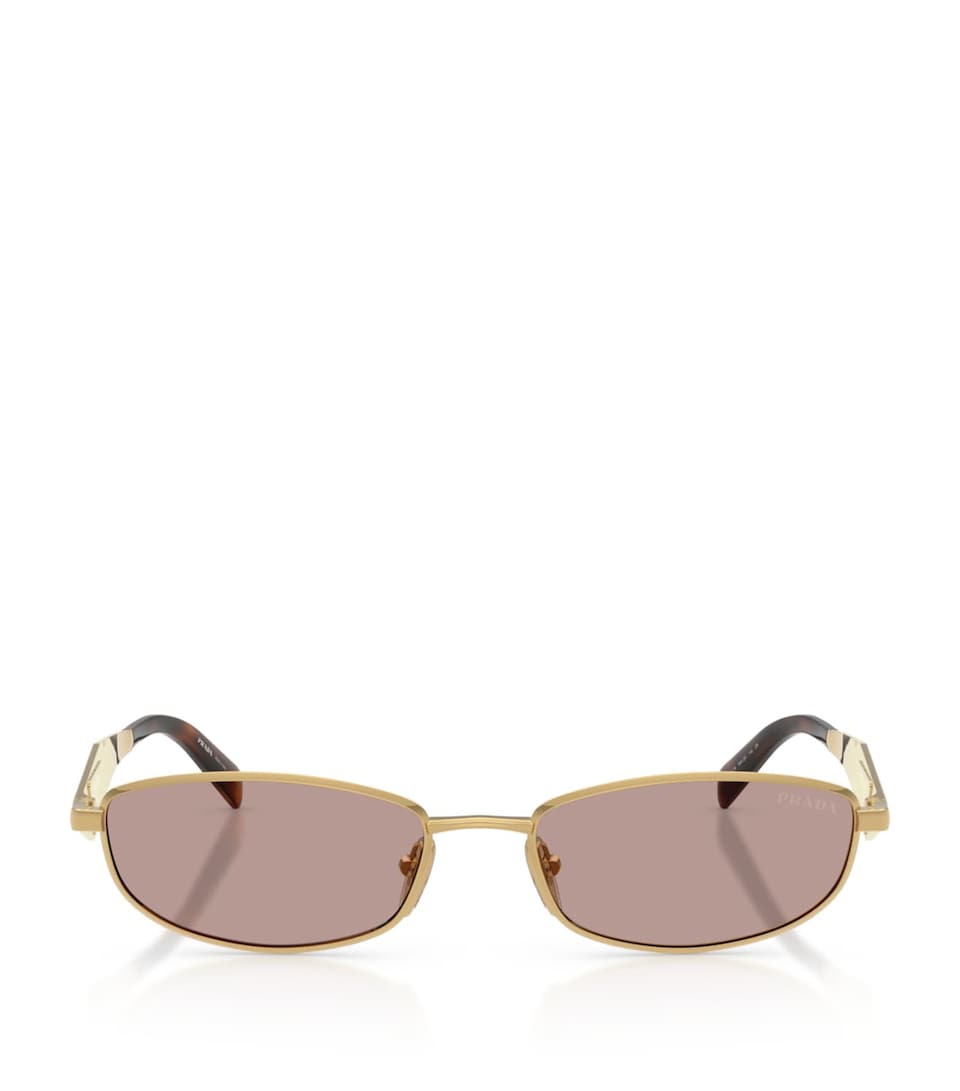 Prada Metal Oval Sunglasses Gold