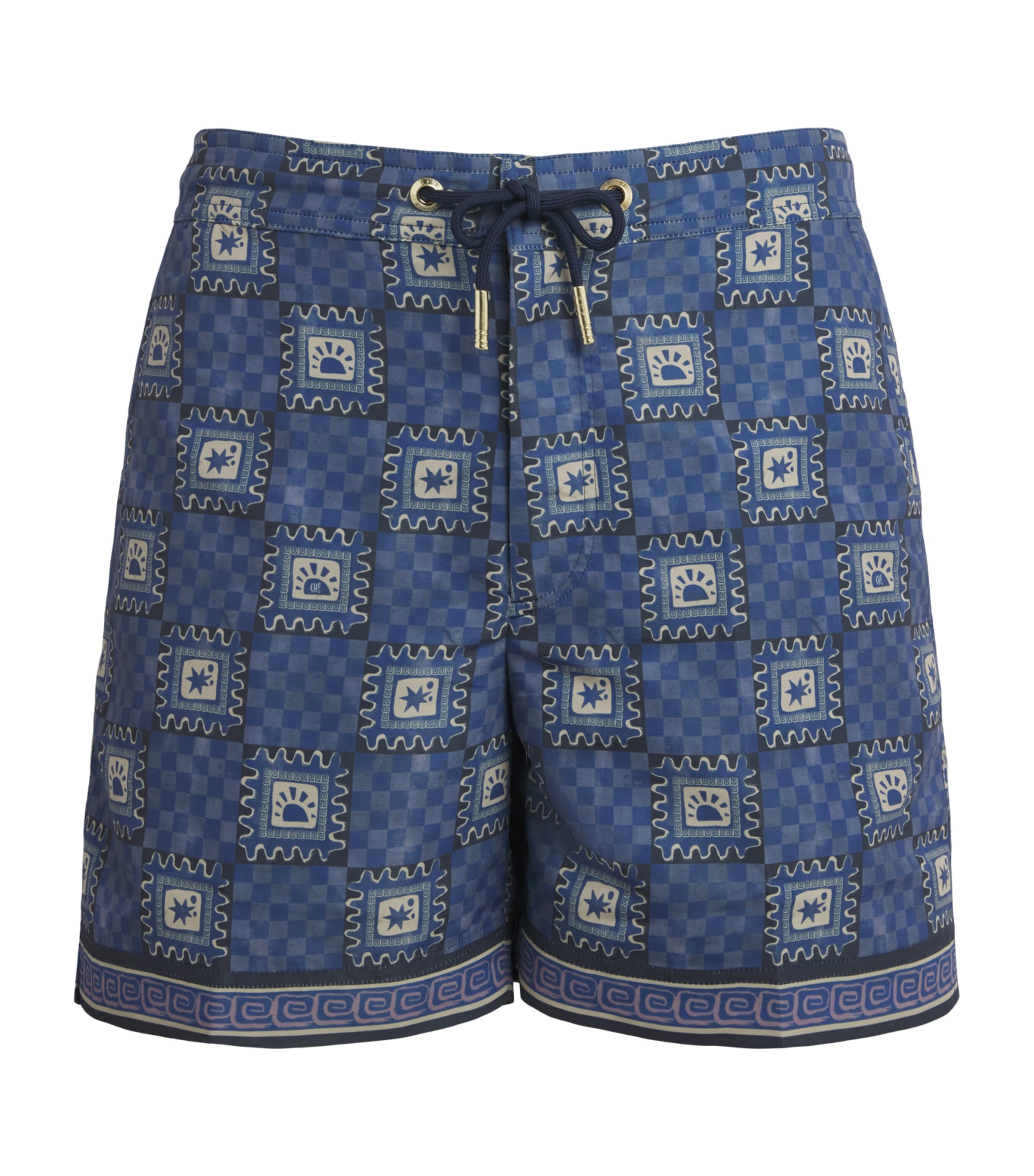 CHÉ Mens Telha Print Oceano Swim Shorts Navy