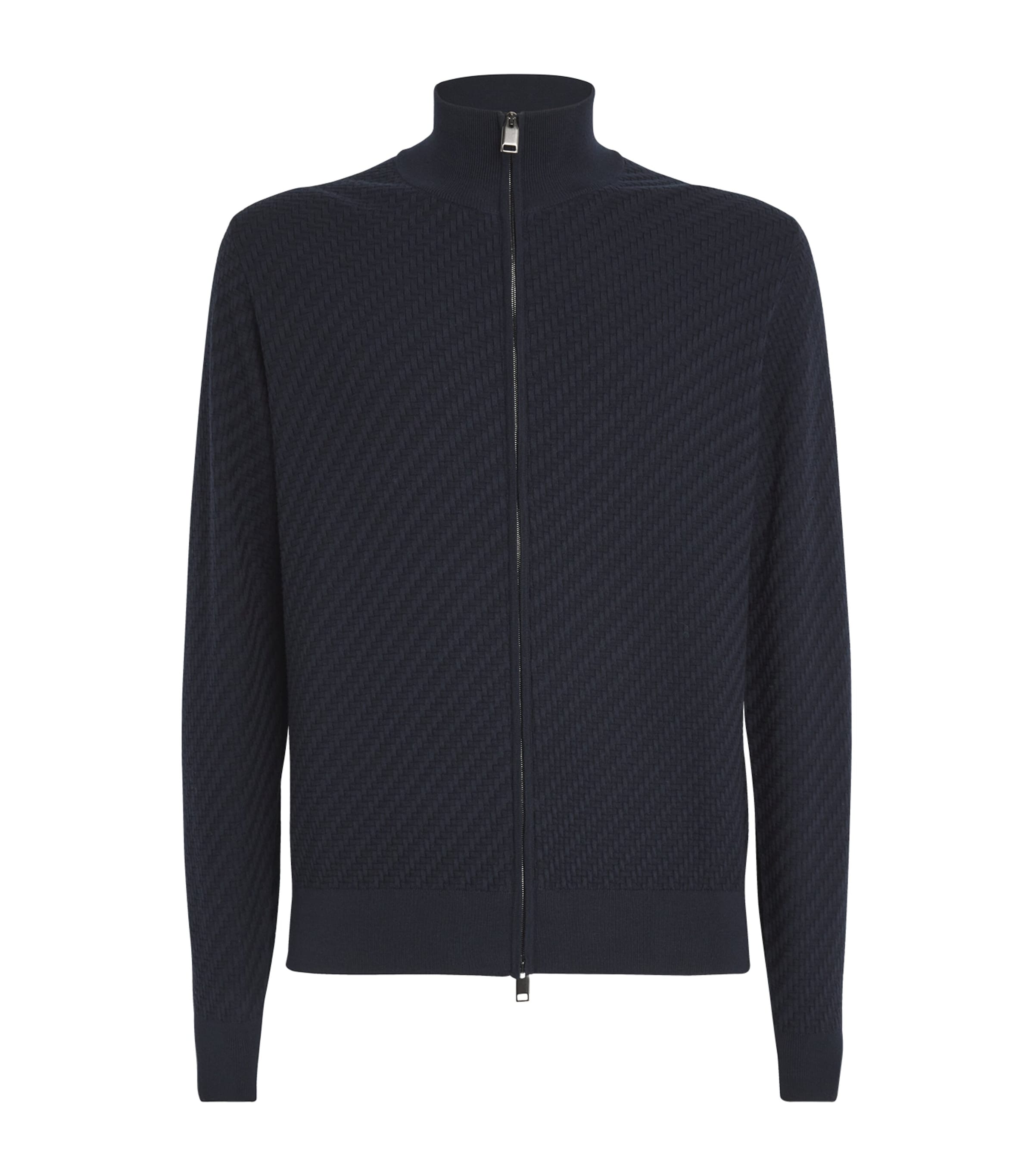 Brioni Mens Cotton-Silk-Cashmere Zipped Sweater