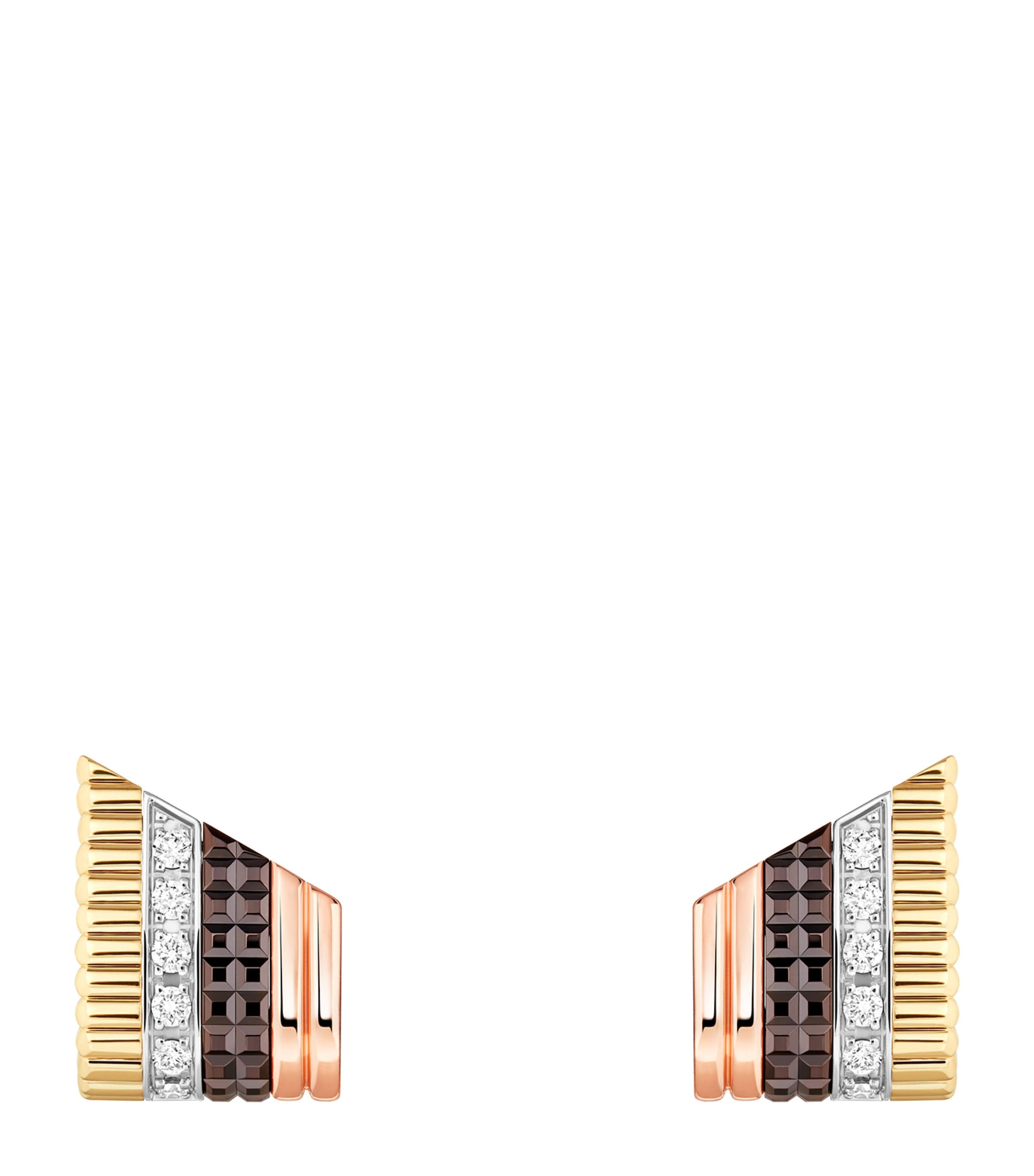 Mixed Gold and Diamond Quatre Classique Stud Earrings