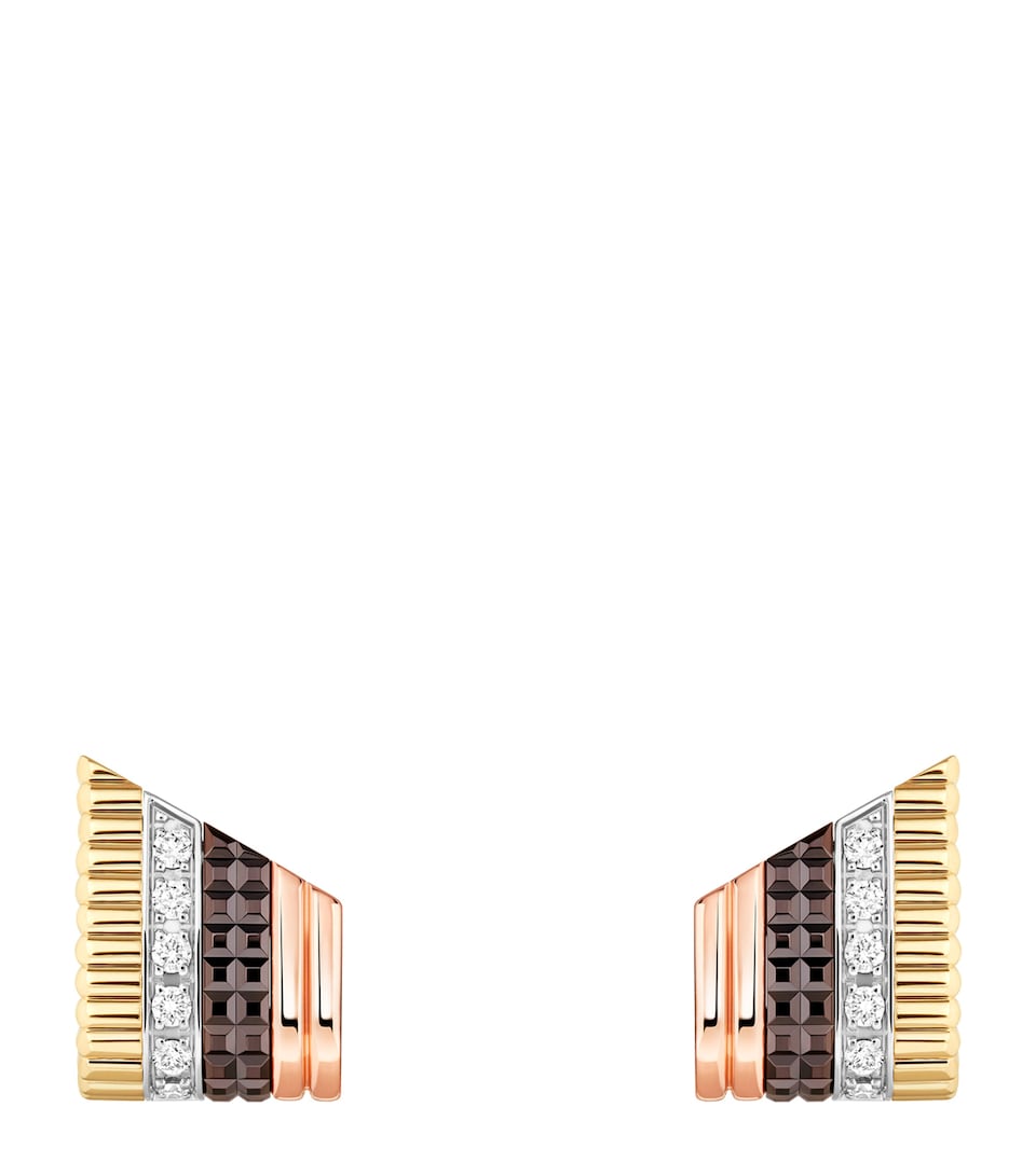 Mixed Gold and Diamond Quatre Classique Stud Earrings