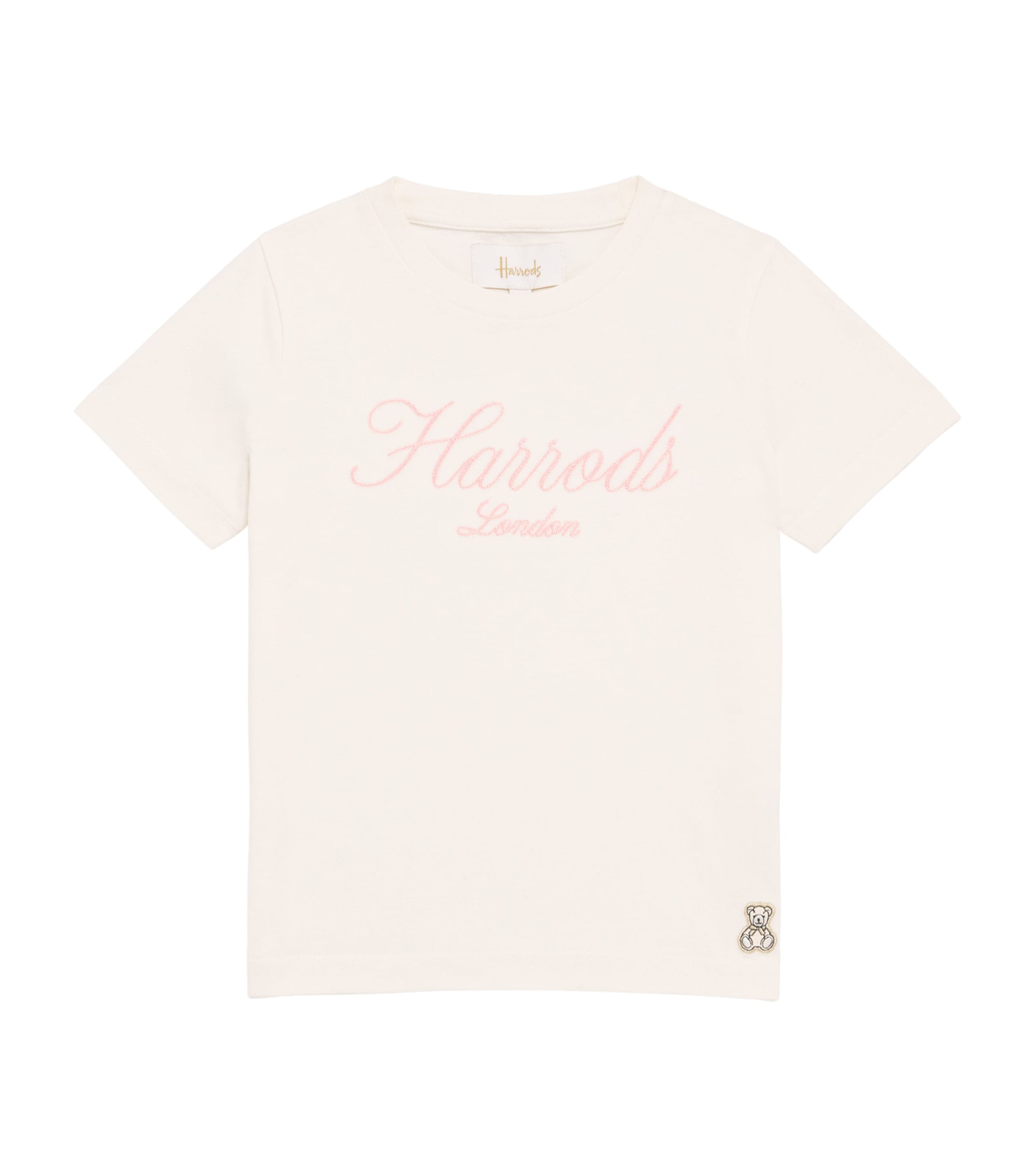 Harrods Cotton Jersey Embroidered T-Shirt Ivory