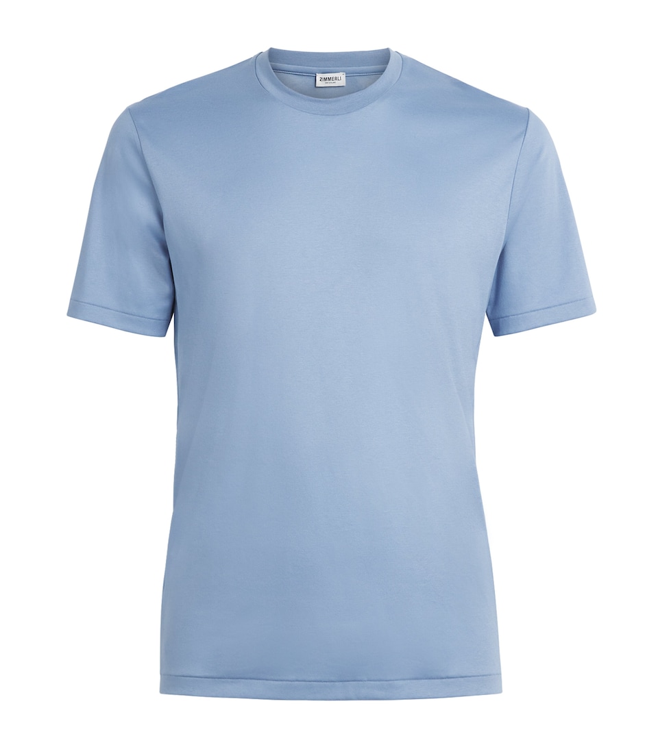 Zimmerli Mens 286 Sea Island Round Neck T-Shirt Mountain Blue