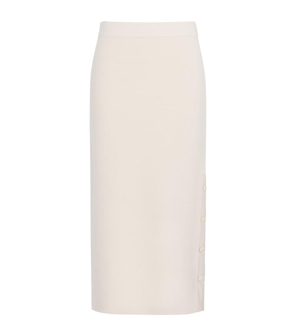 Max Mara Womens Wool-Cashmere Midi Skirt Beige