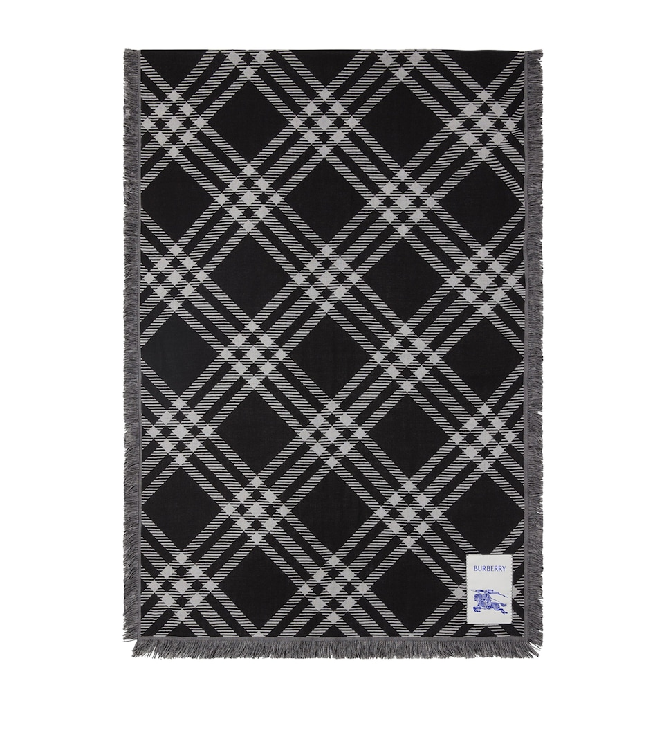 Silk-Wool Wide Check Scarf