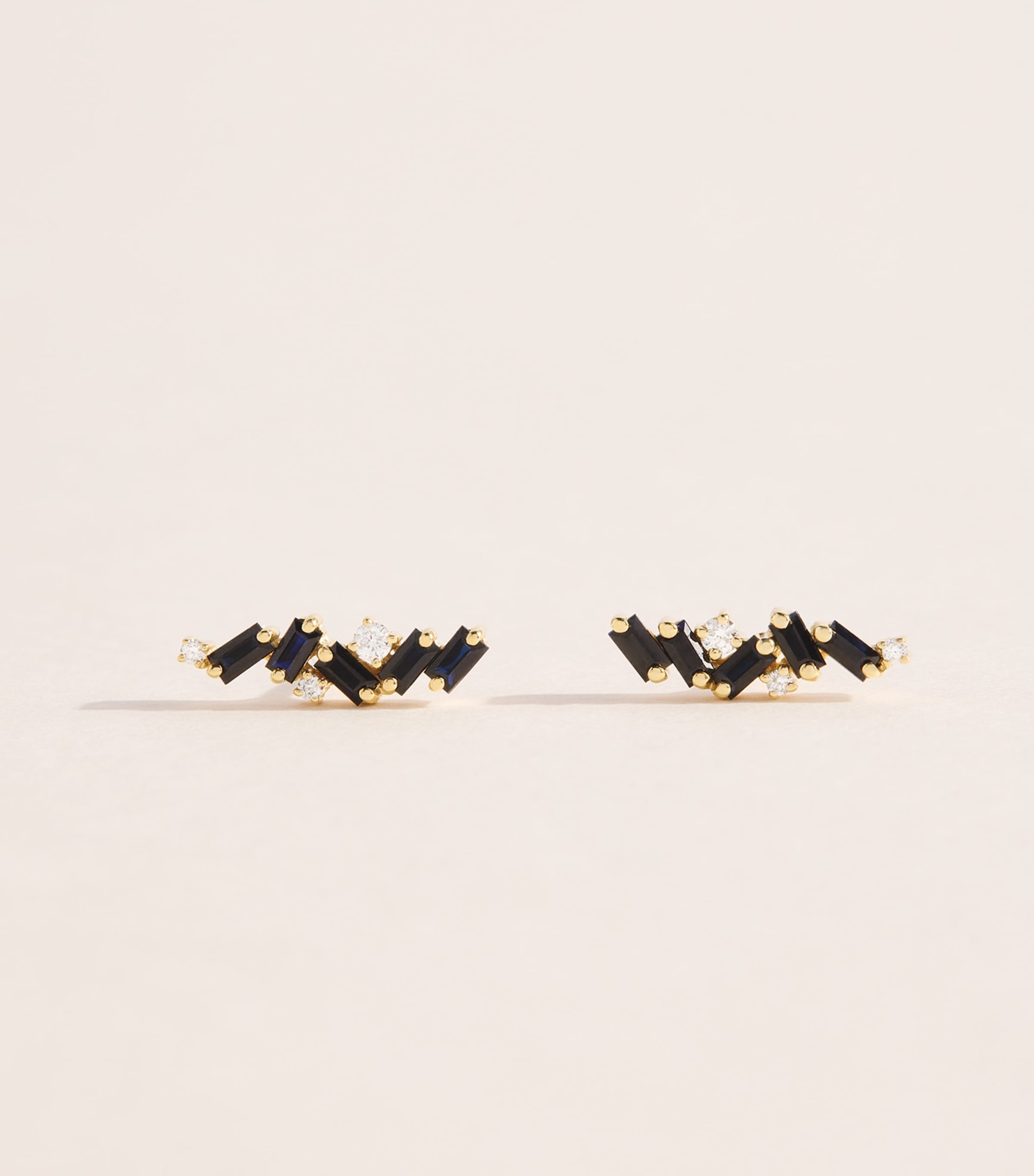 Suzanne Kalan Yellow Gold, Diamond and Sapphire Frenzy Stud Earrings Yg/bs