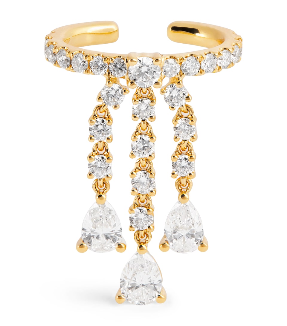 Yellow Gold and Diamond Fringe Single Ear Cuff