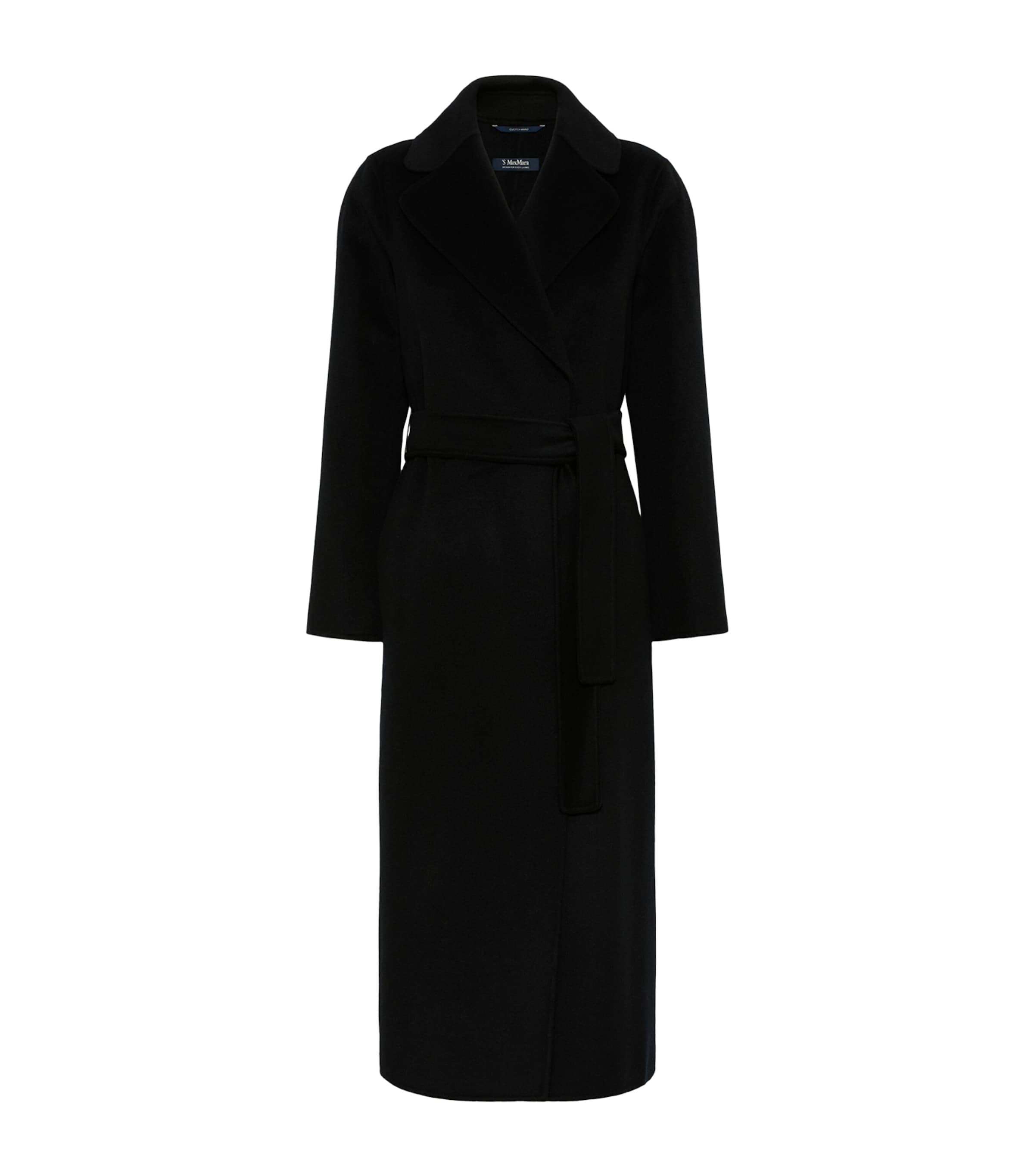 Max Mara Womens Virgin Wool-Cashmere Belted Coat Black