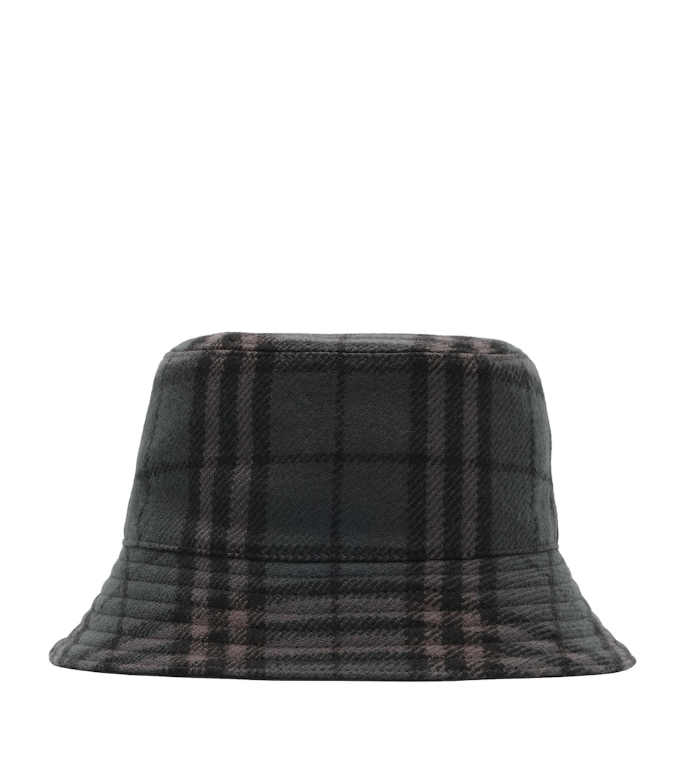 Burberry Wool Reversible Check Bucket Hat Iron Grey Ip Check
