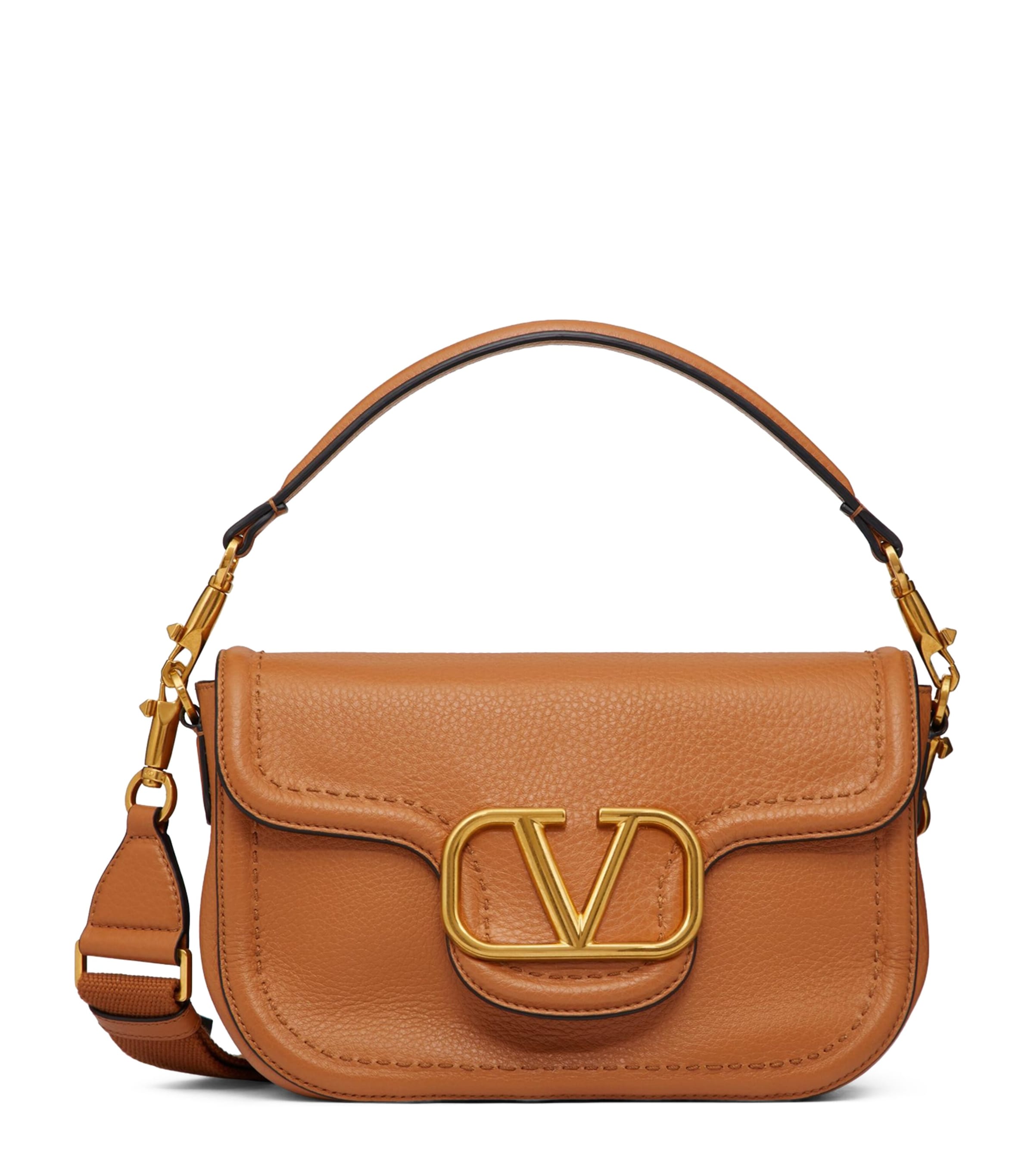 ショルダーバッグ・ポシェット Valentino Garavani Camel Leather Alltime Shoulder Bag Valentino Garavani Alltime Woven Leather Shoulder Bag