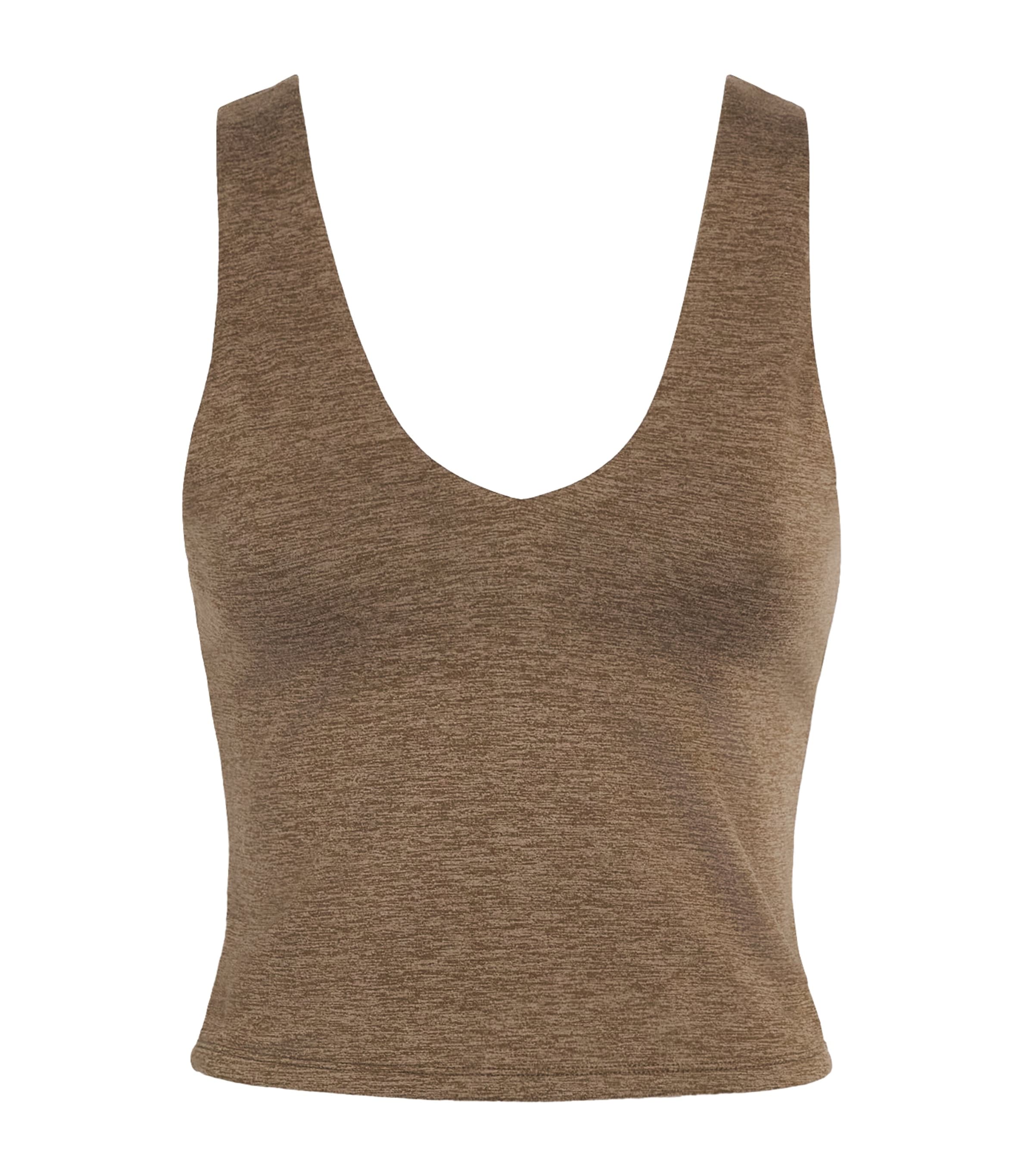 Varley Womens Cropped Ruby Tank Top Teak Olive Marl
