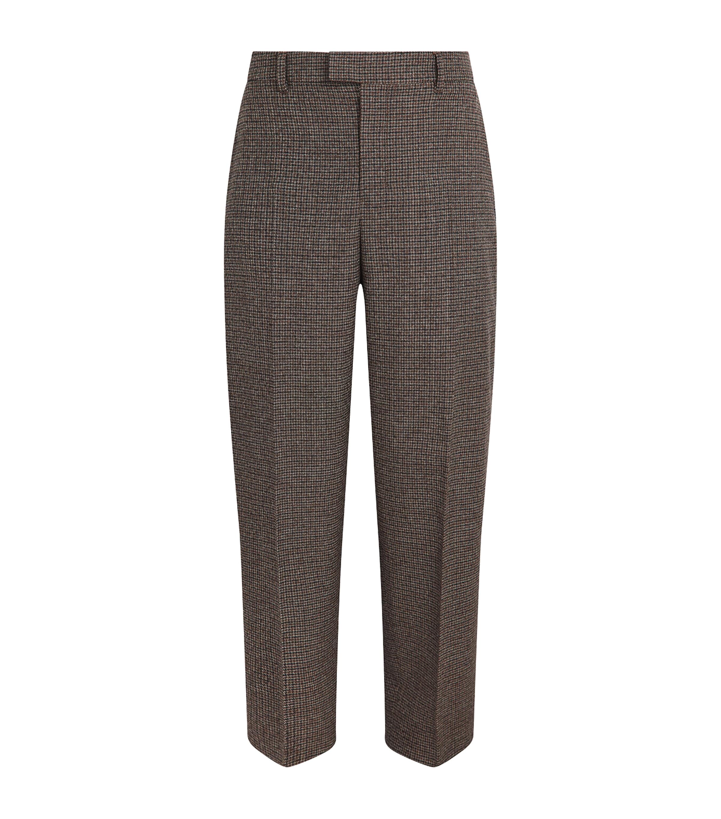 AMI Paris Womens Wool Houndstooth Balloon Trousers Marron Chocolat/noir