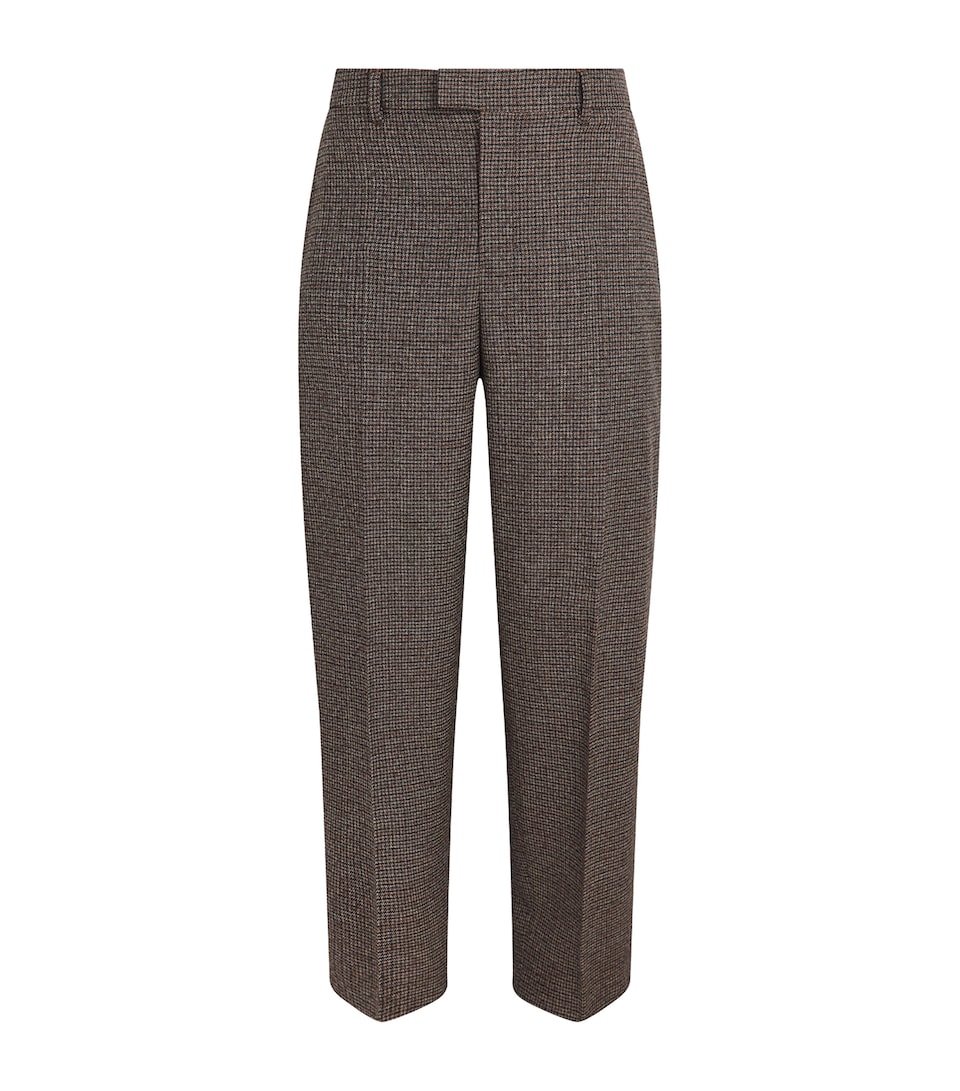 AMI Paris Womens Wool Houndstooth Balloon Trousers Marron Chocolat/noir