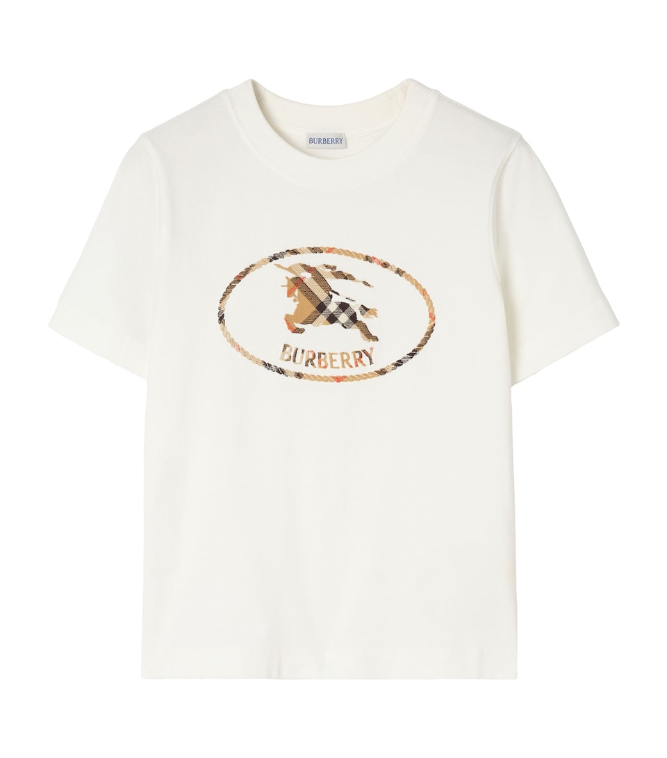 Burberry Womens Cotton Check EKD T-Shirt Chalk