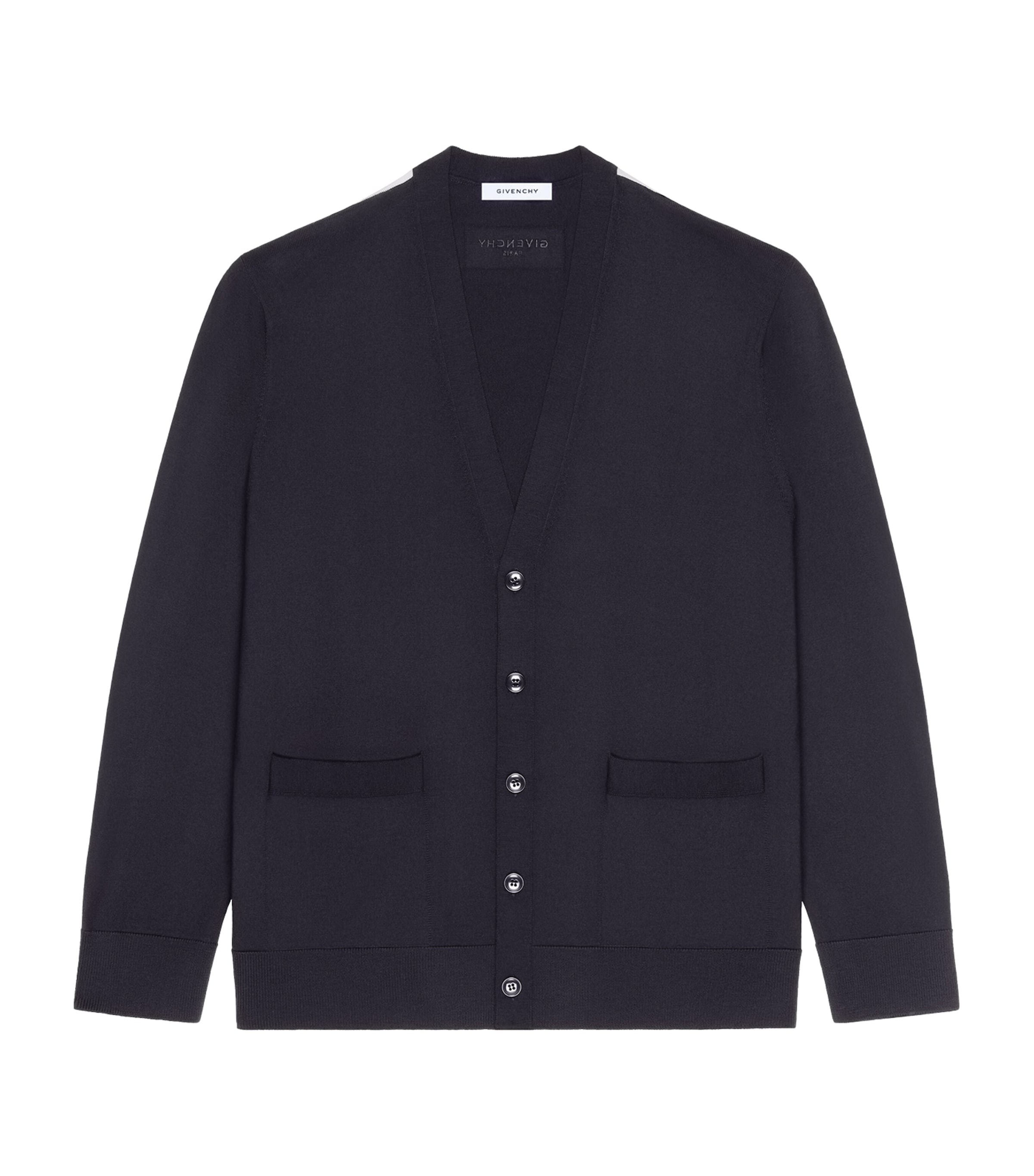 Givenchy Mens Wool V-Neck Cardigan Dark Navy
