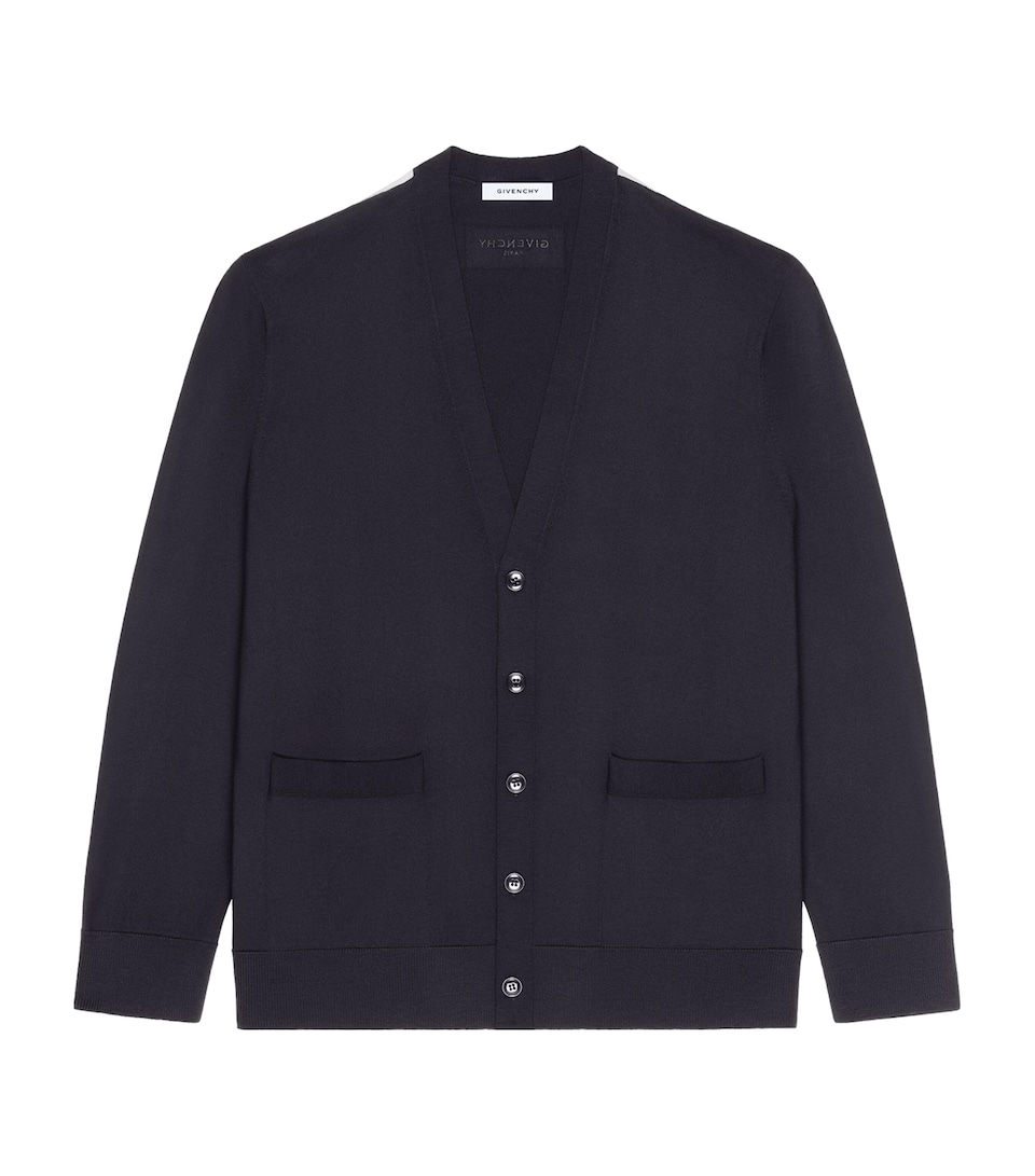 Givenchy Mens Wool V-Neck Cardigan Dark Navy