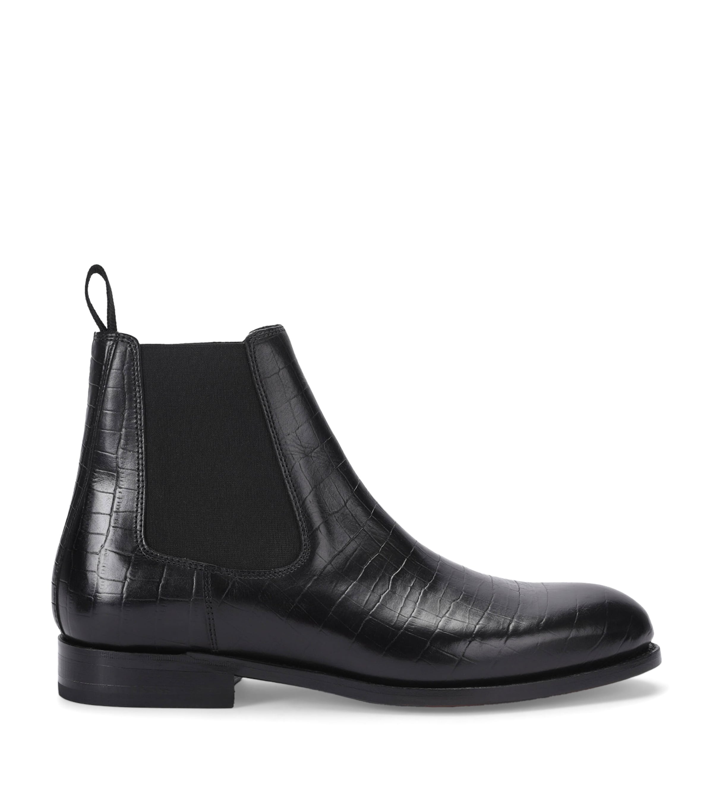 Kurt Geiger London Leather Croc-Embossed Sloane Chelsea Boots Black