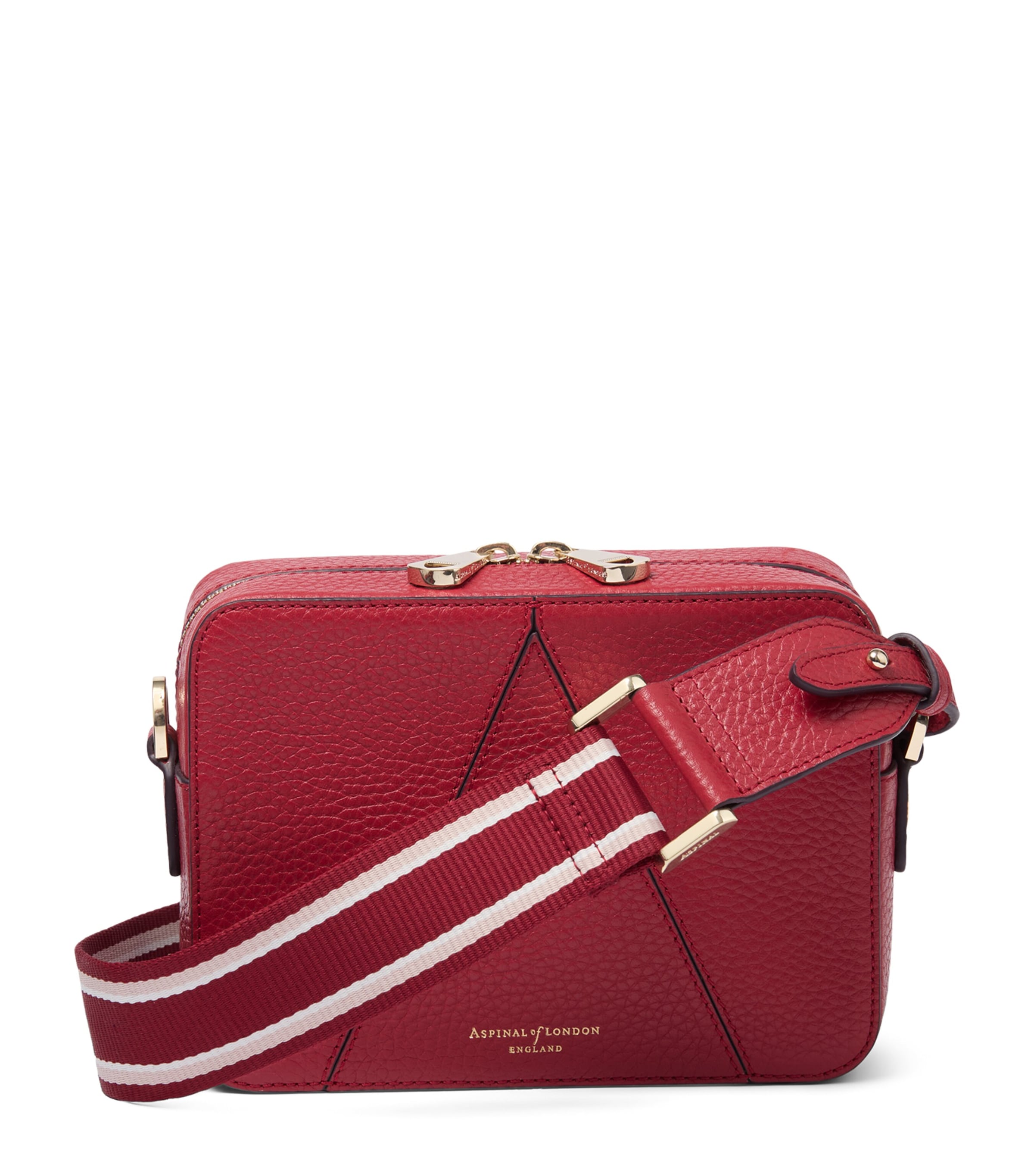 Aspinal Of London Leather Camera Cross-Body Bag Cherry