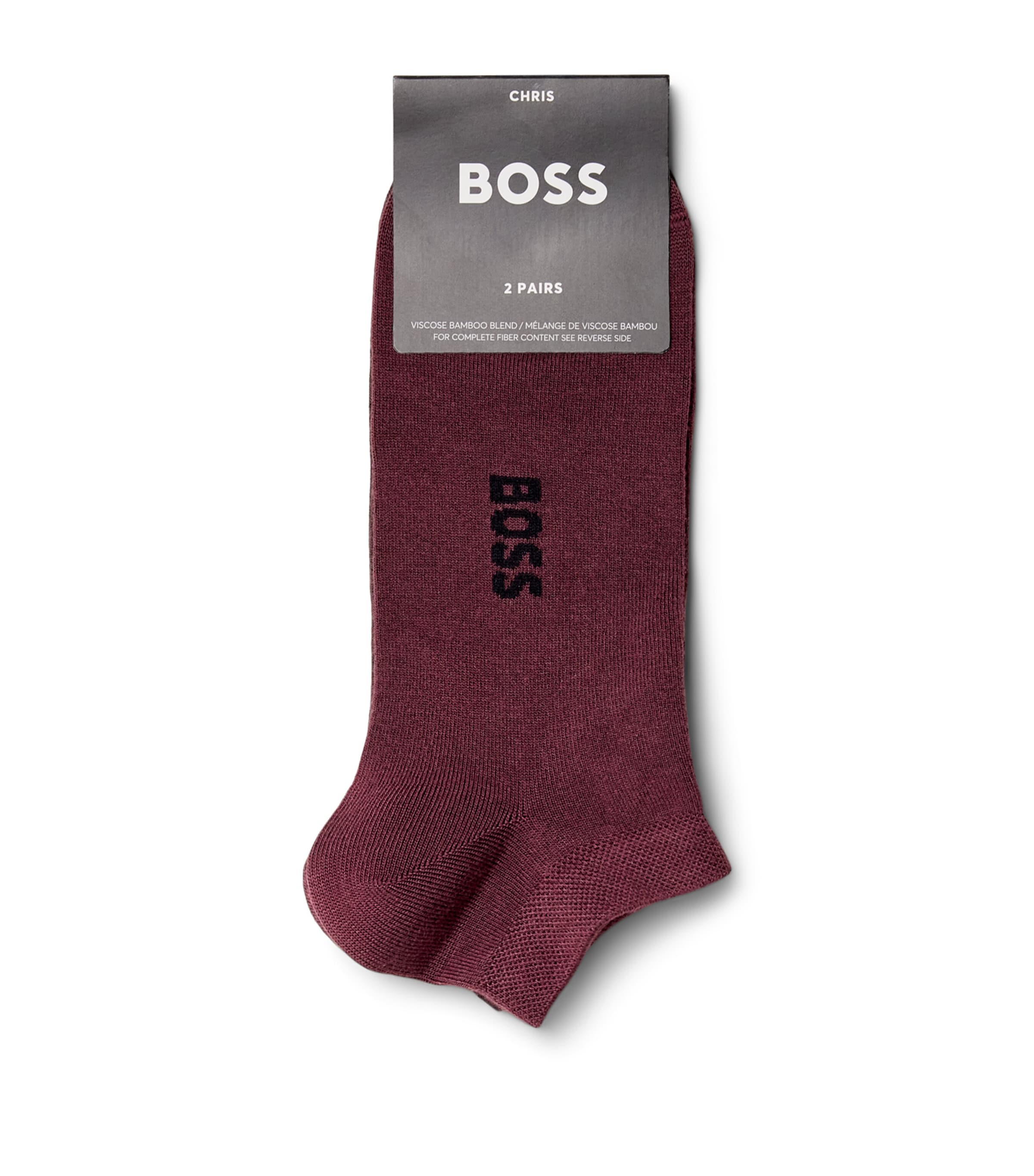 BOSS Mens Logo Ankle Socks (Pack of 2) Dark Purple