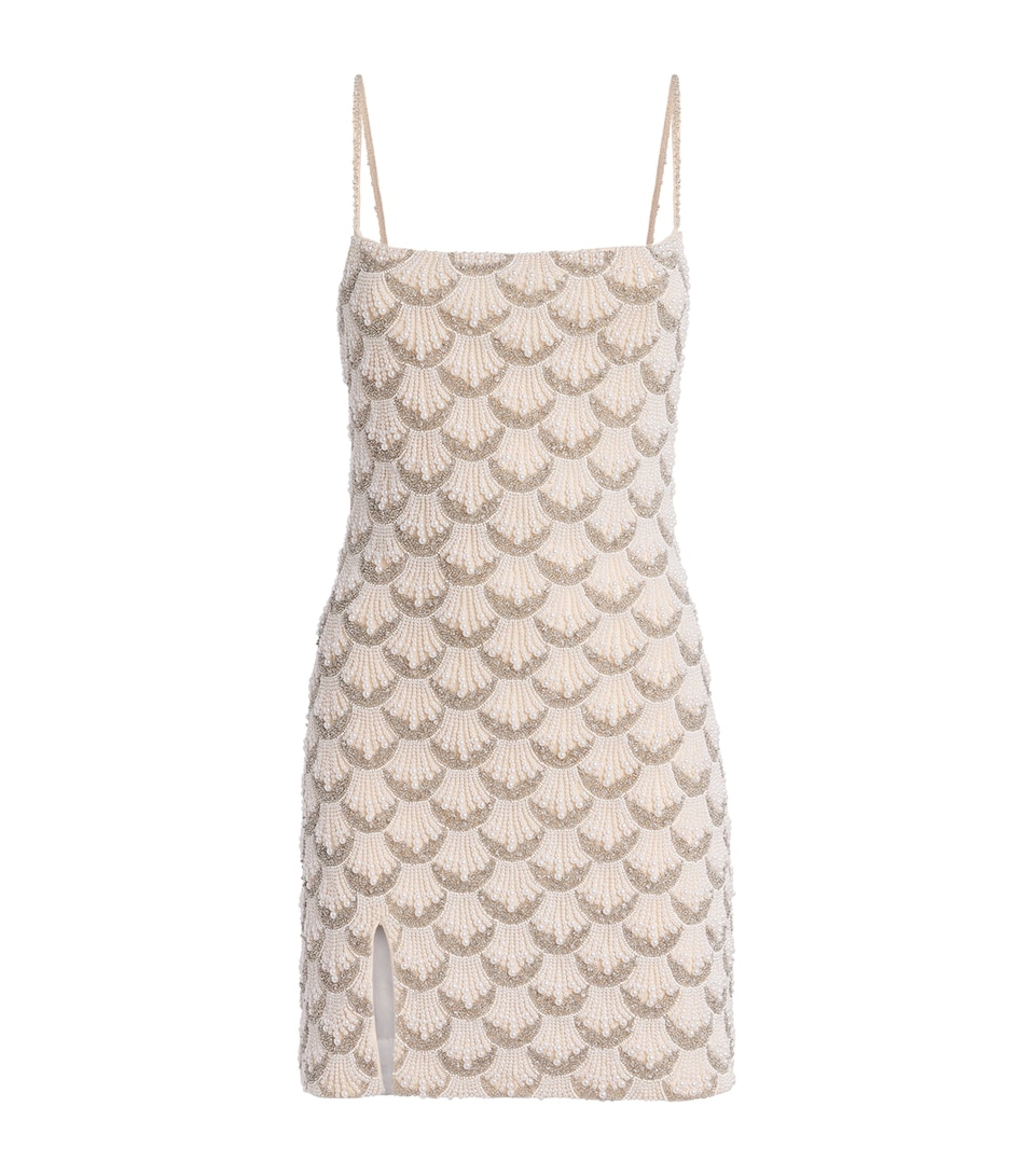 STAUD Womens Embellished Las Palmas Mini Dress Prl Pearl