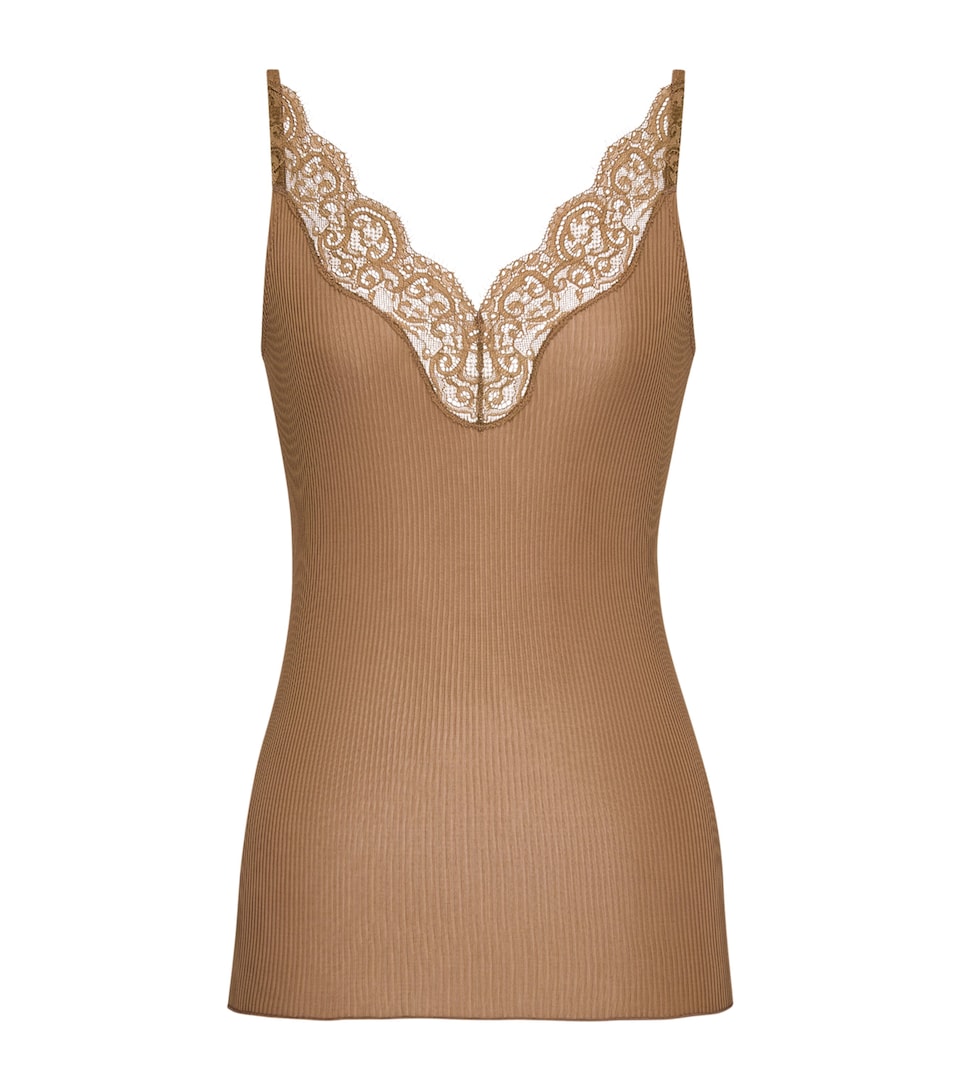 Silk Lace-Trim Tank Top