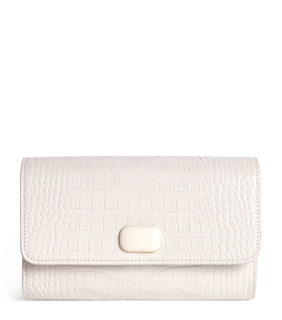 Leather Croc-Embossed Clutch Bag
