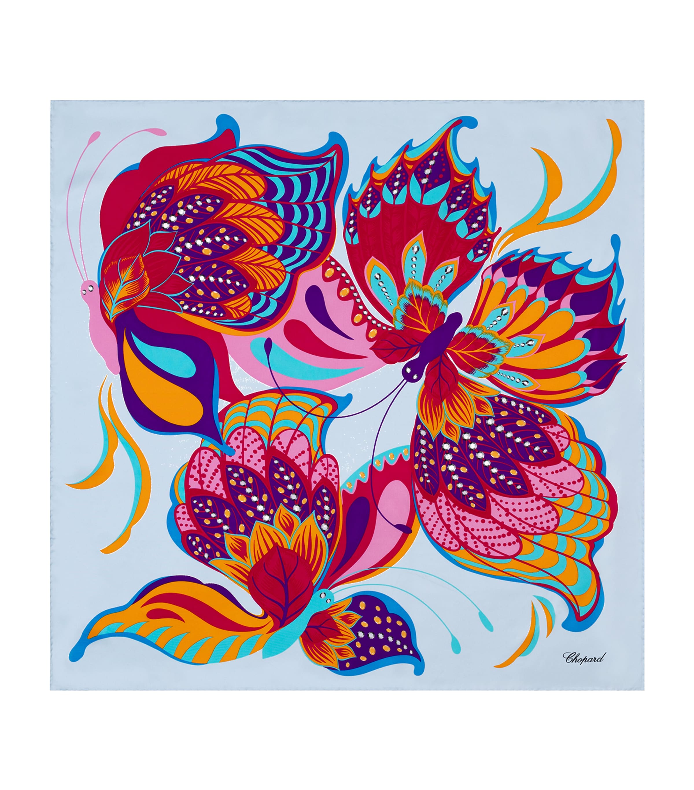 Silk Butterfly Print Scarf