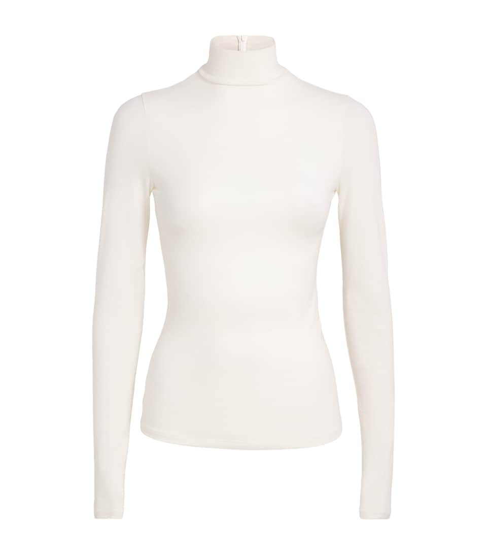 Stretch-Cotton Jersey Rollneck Top