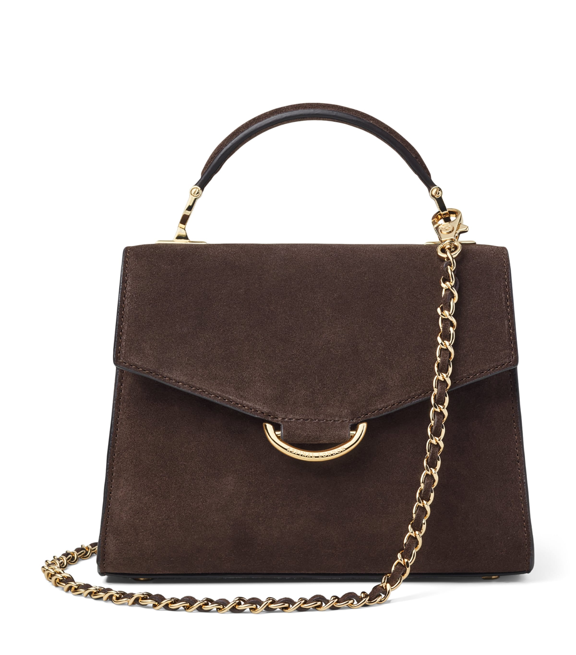 Aspinal Of London Suede Annabelle Midi Top-Handle Bag Chocolate