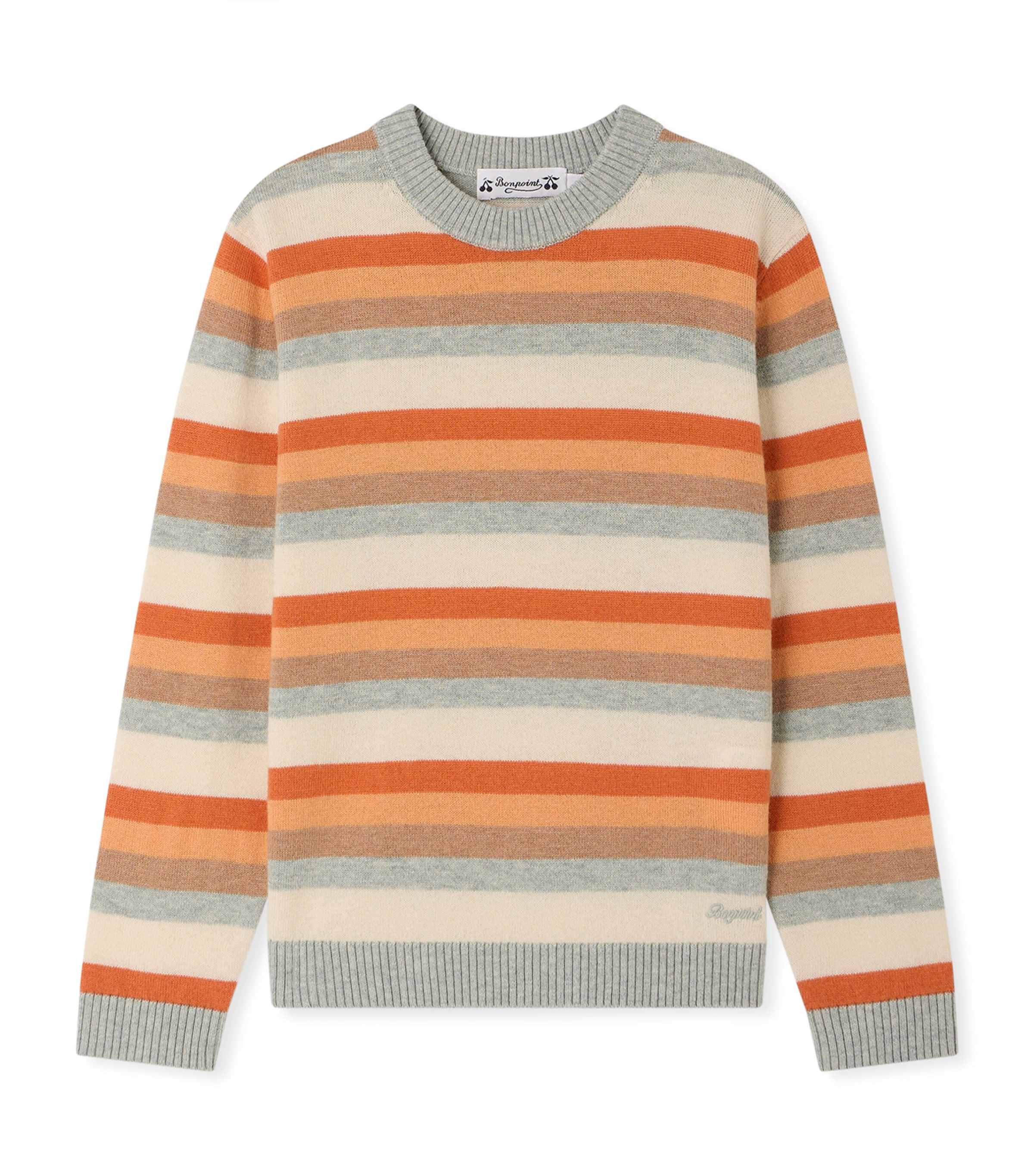 Bonpoint Wool-Cotton Striped Sweater (4-6 Years) Ra Corail