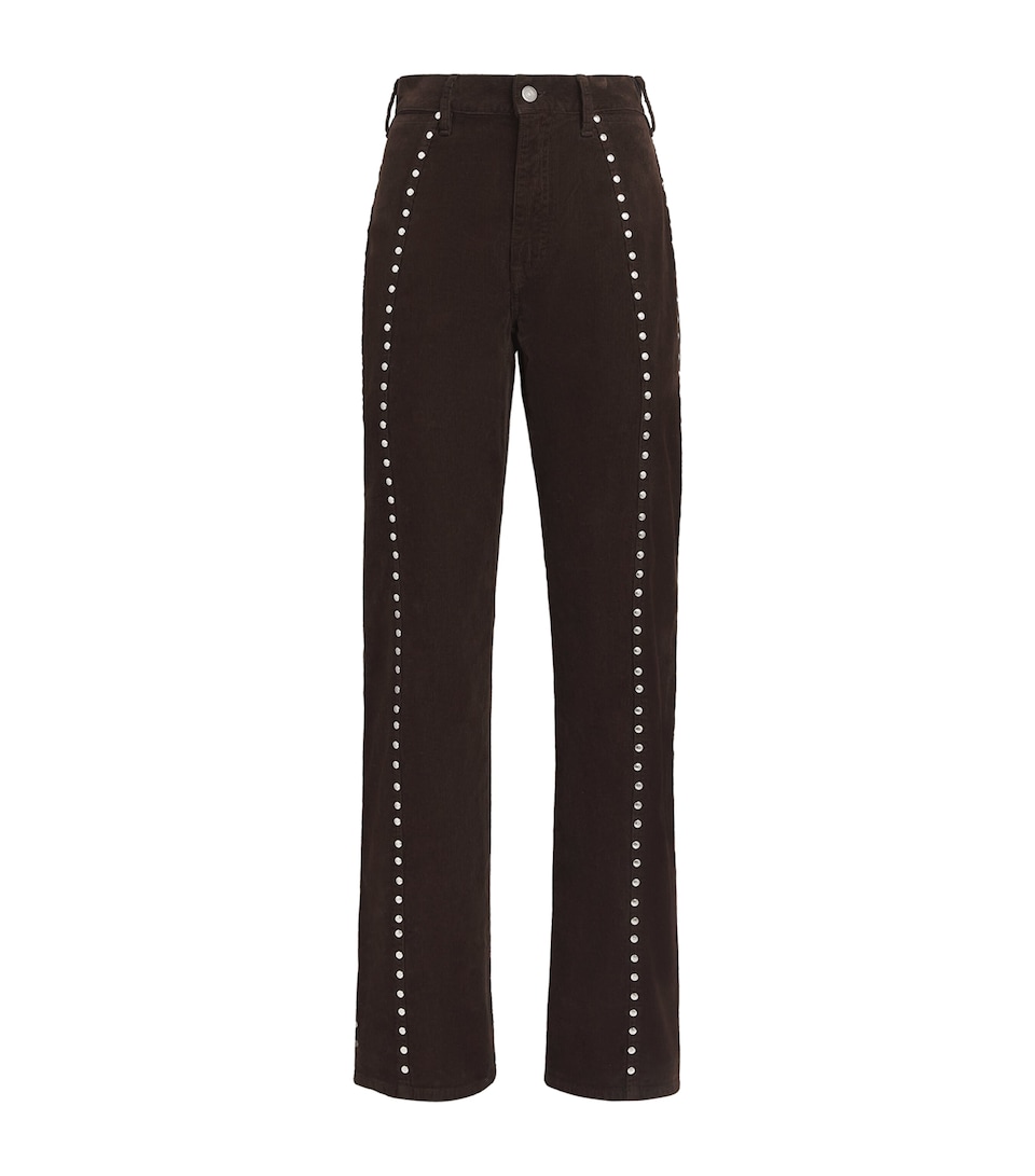 Polo Ralph Lauren Womens Corduroy Studded Straight Trousers Vintage Brown
