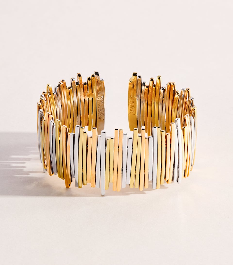 Suzanne Kalan Mixed Gold Classic Golden Jagged Wide Cuff Wyrg