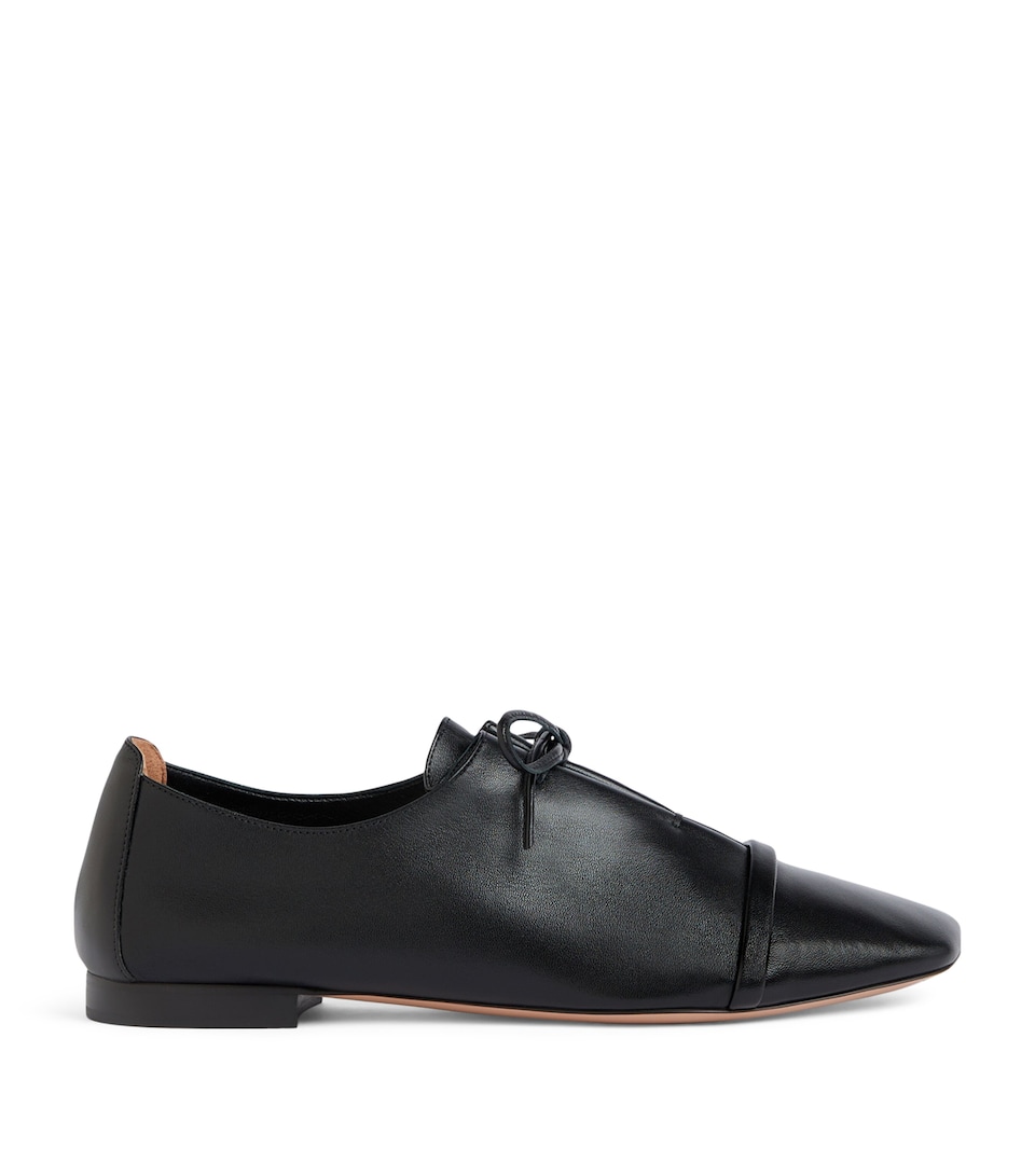 Malone Souliers Nappa Leather Lace-Up Jean Flats Black