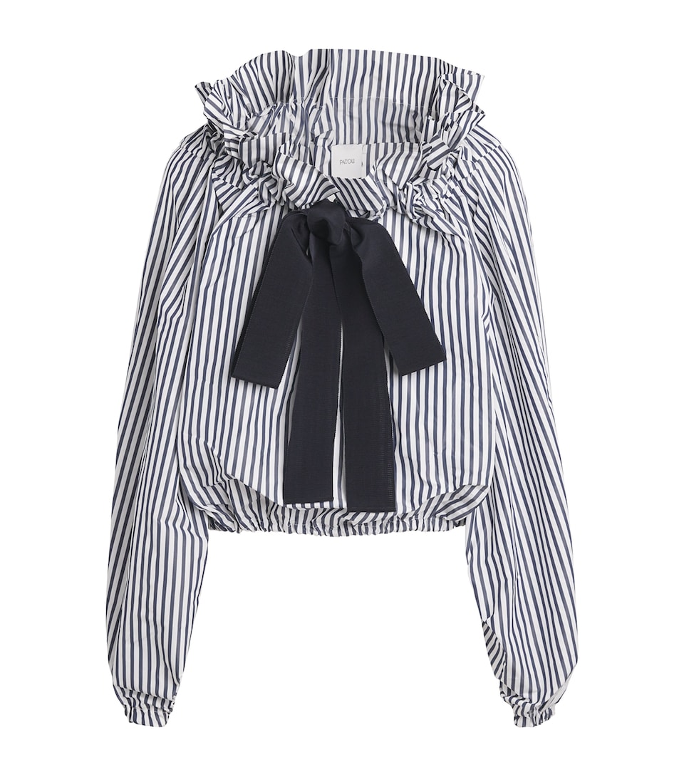 Stripe Ruffle Tie Blouse