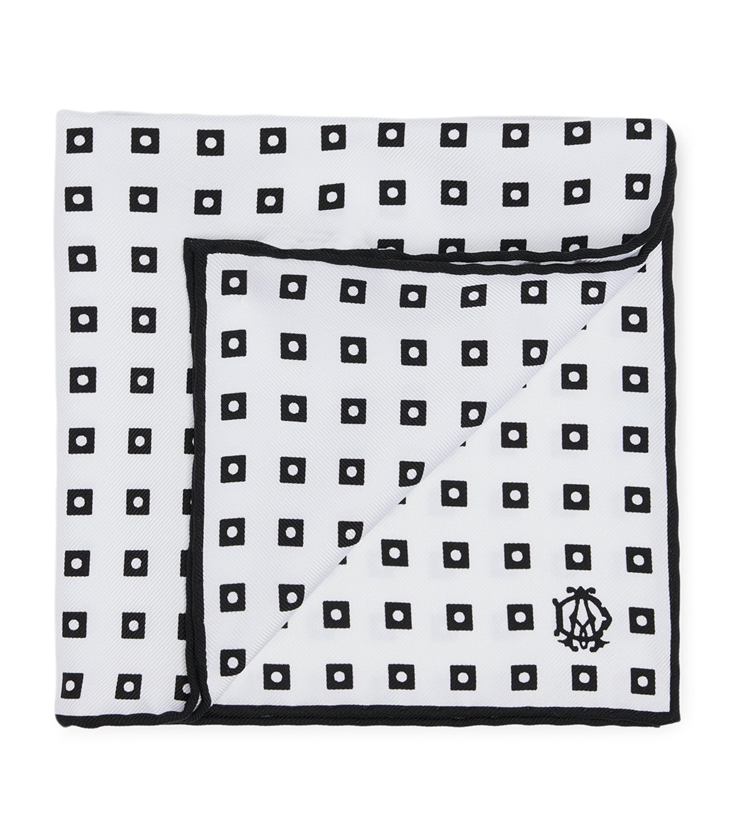 Dunhill Mulberry Silk Polka Dot Pocket Square