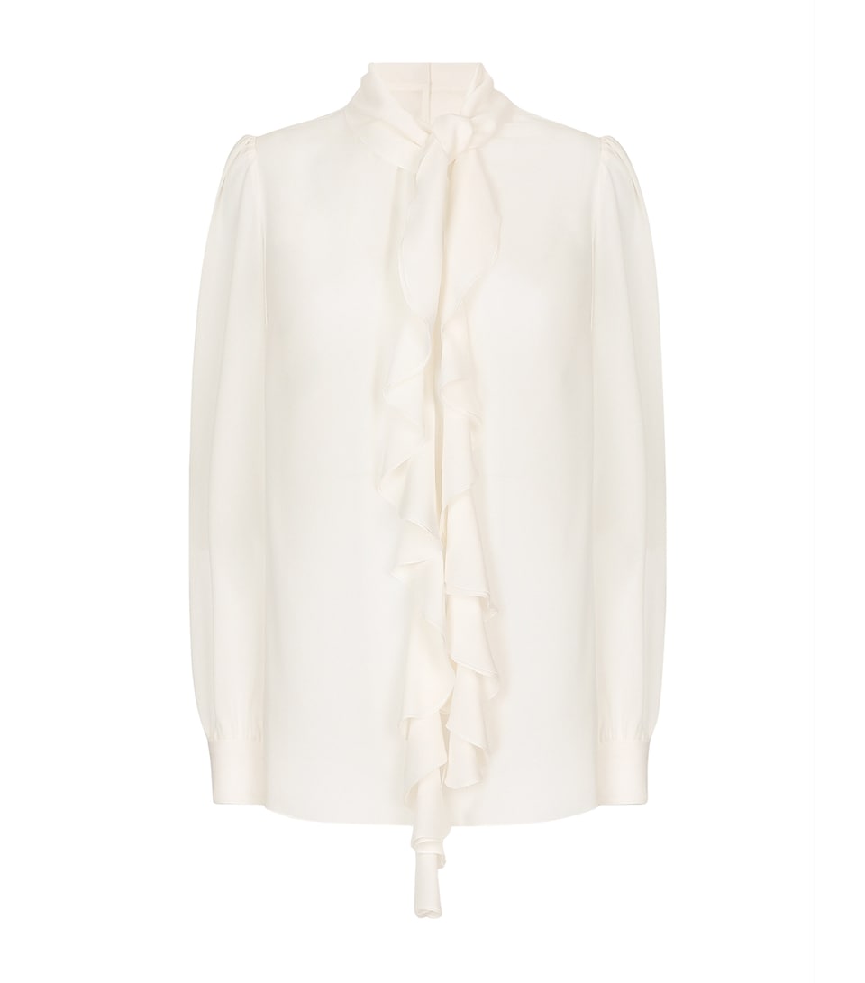 Silk Frill-Trim Shirt