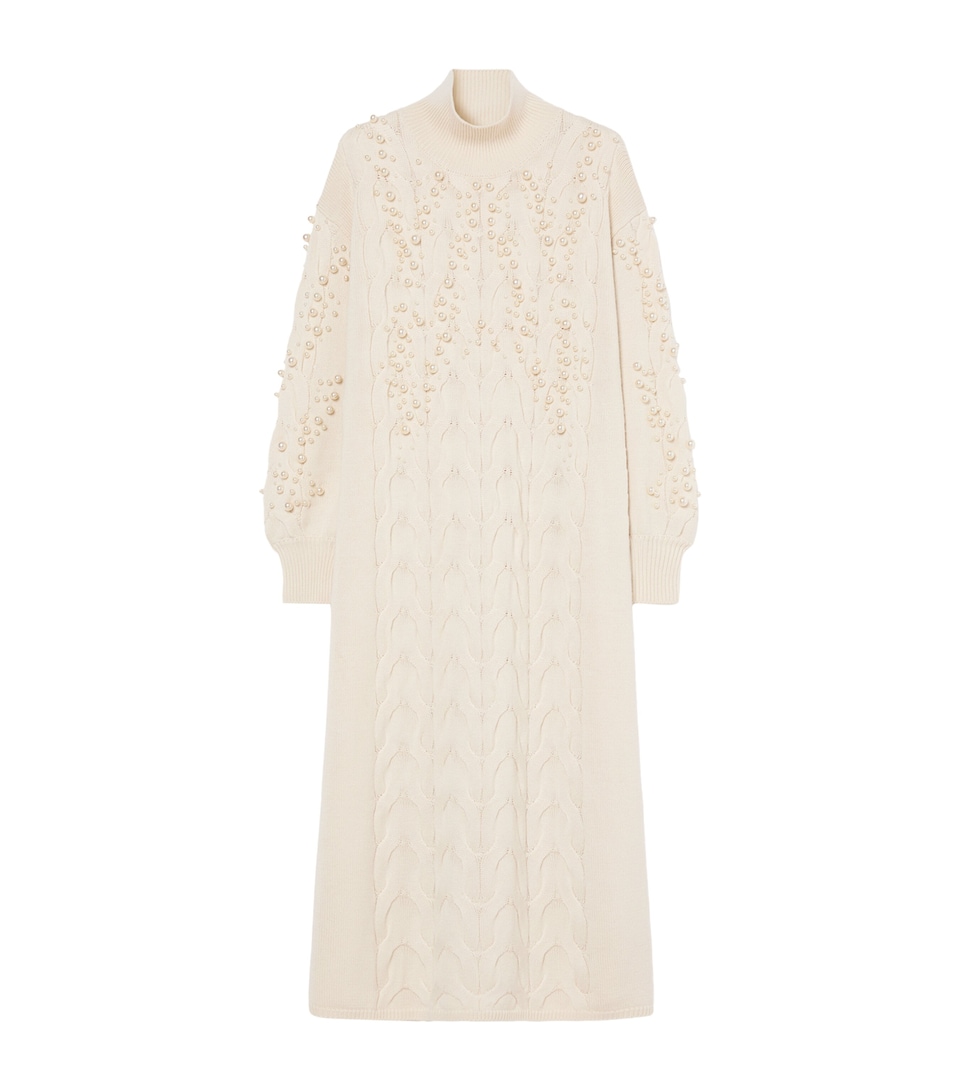 Marina Rinaldi Womens Wool-Blend Embellished Maxi Dress Ivory