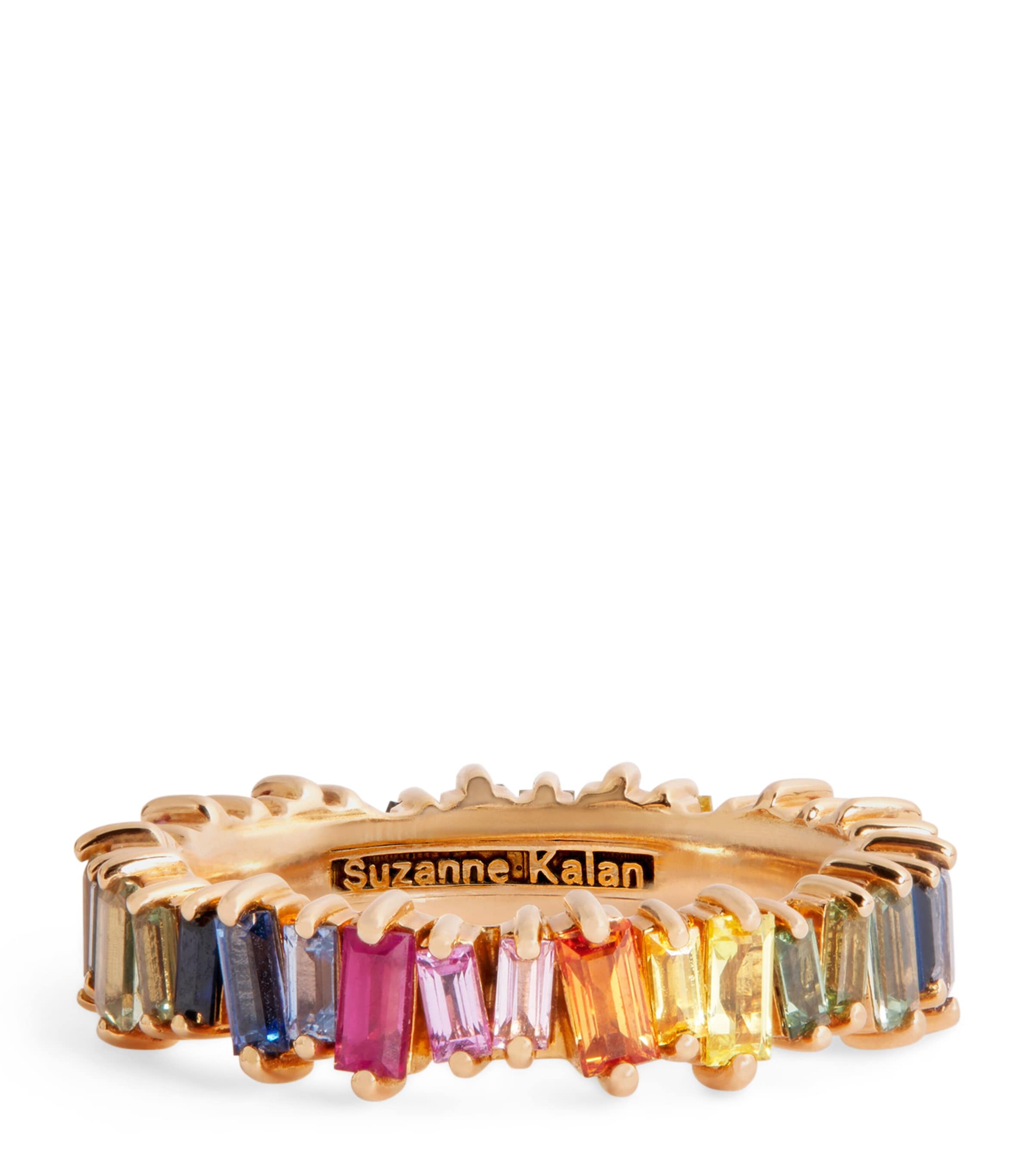 Rose Gold and Rainbow Sapphire Bold Eternity Ring (Size 5)
